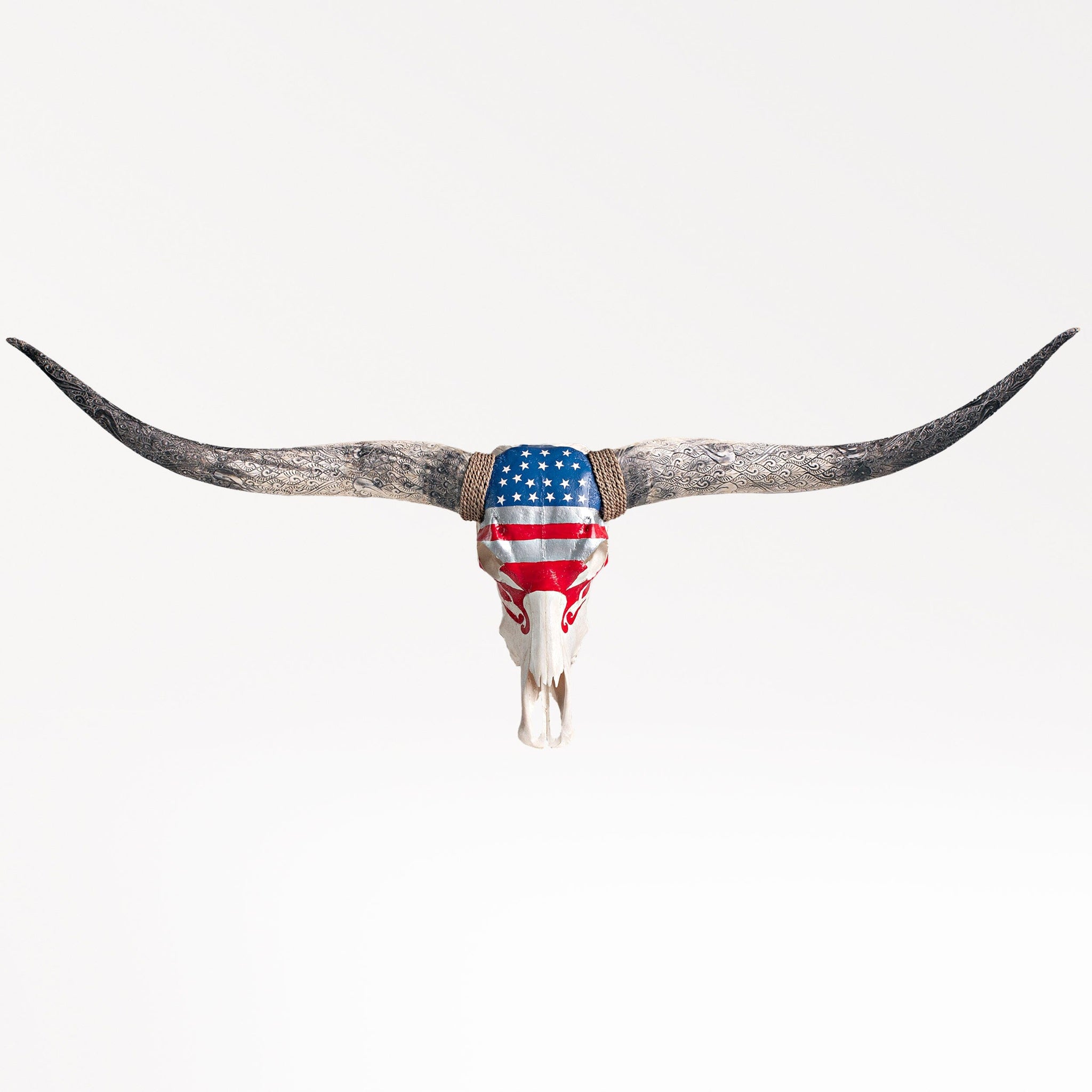 Hand Painted Longhorn Skull  - Stars & Stripes