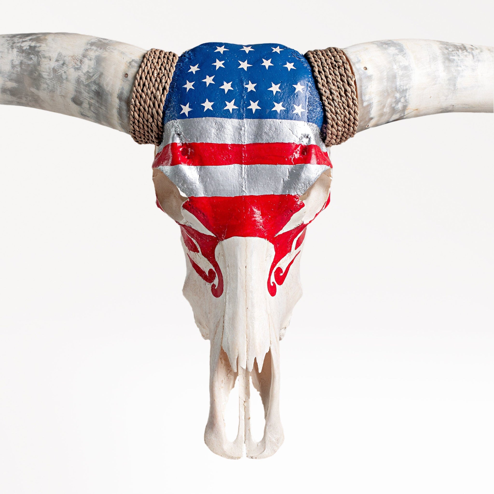 Hand Painted Longhorn Skull  - Stars & Stripes