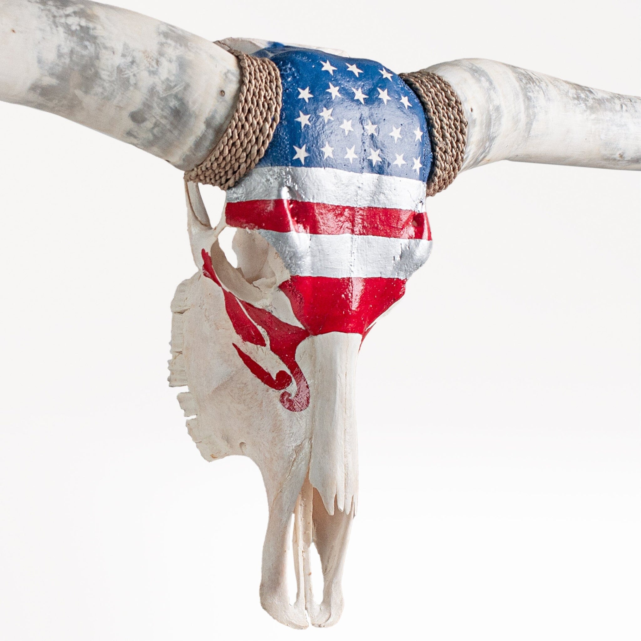 Hand Painted Longhorn Skull  - Stars & Stripes