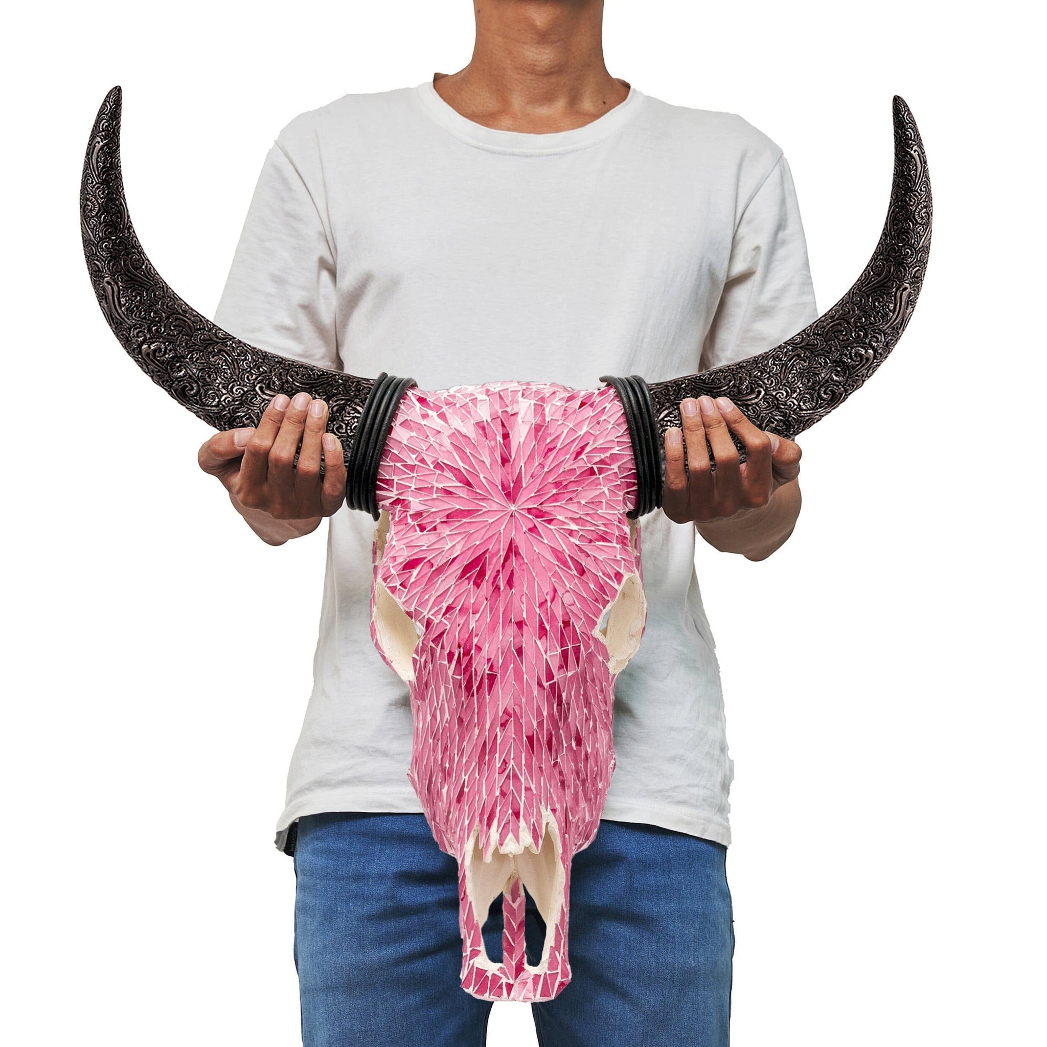 Cow Skull - Pink Mirror // Mosaic Finish