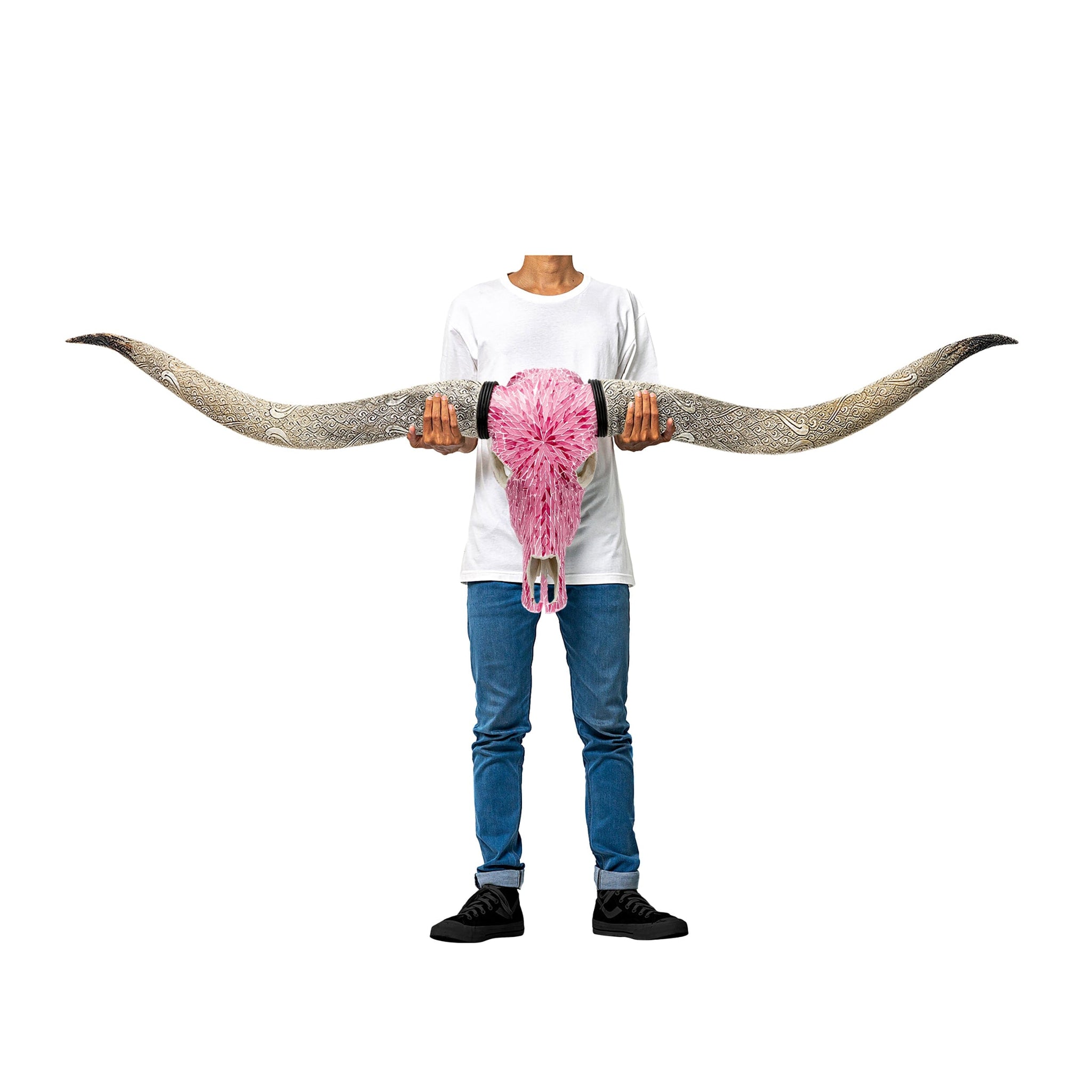 Longhorn Skull // XL Horns - Pink Mirror // Mosaic Finish