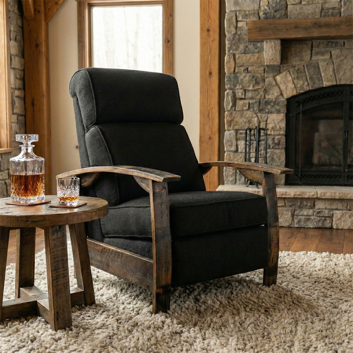 Whiskey Barrel Recliner — Premium Plush Fabric