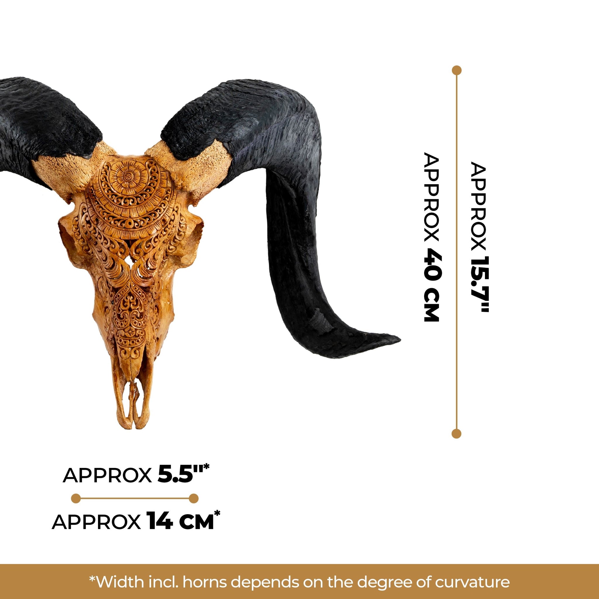 Hand Carved Ram Skull - Antique Boho