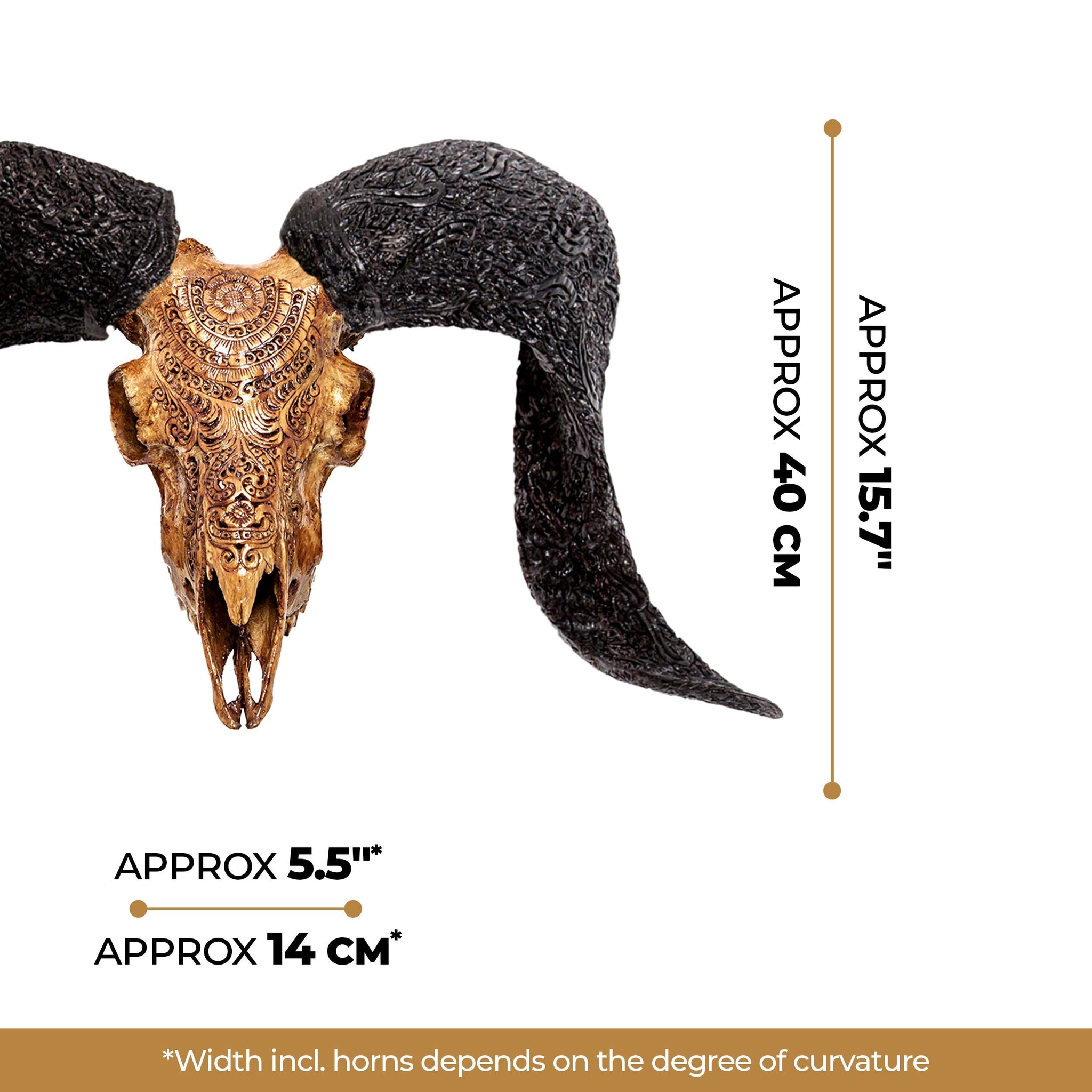 Hand Carved Ram Skull - Antique Boho