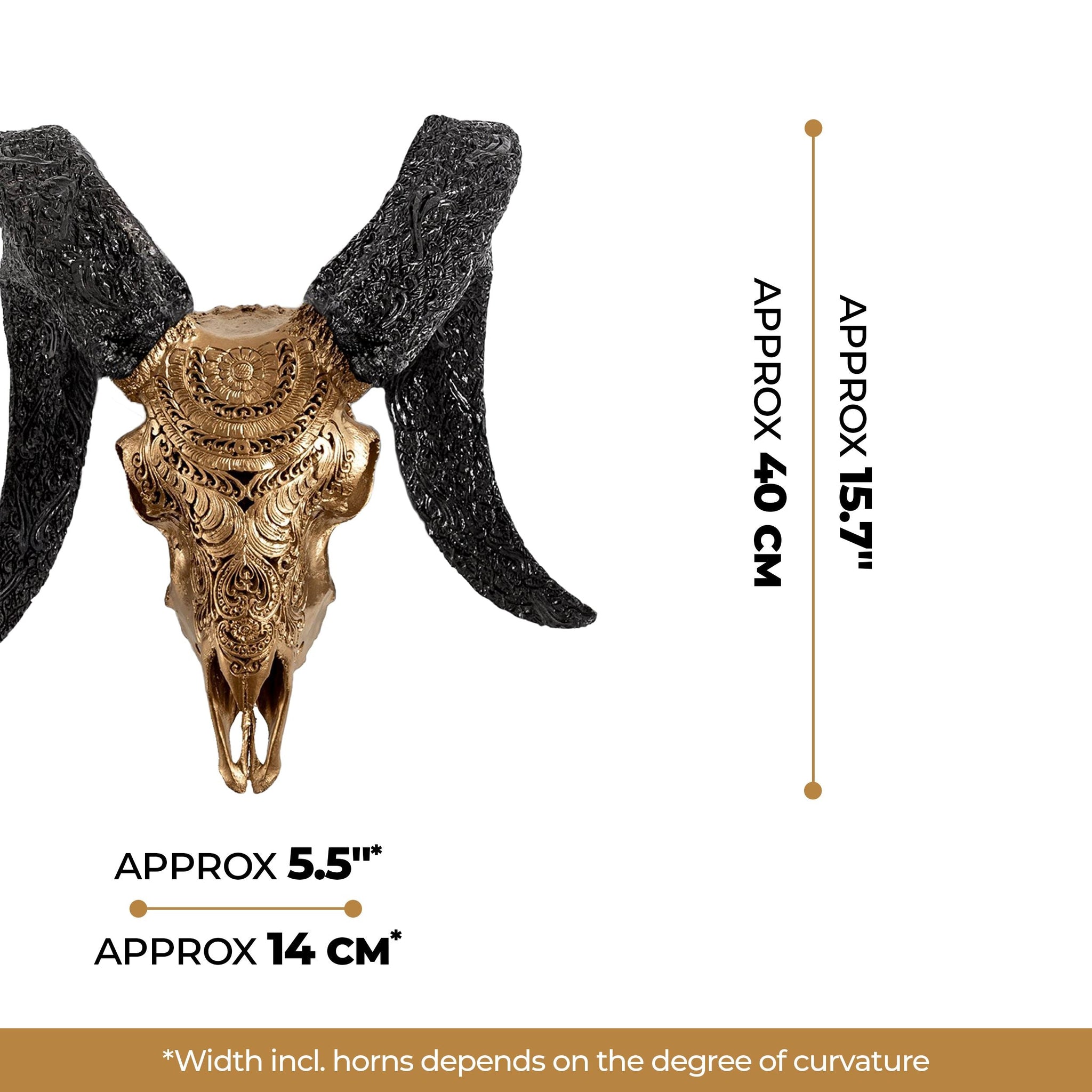 Hand Carved Ram Skull - Golden Boho