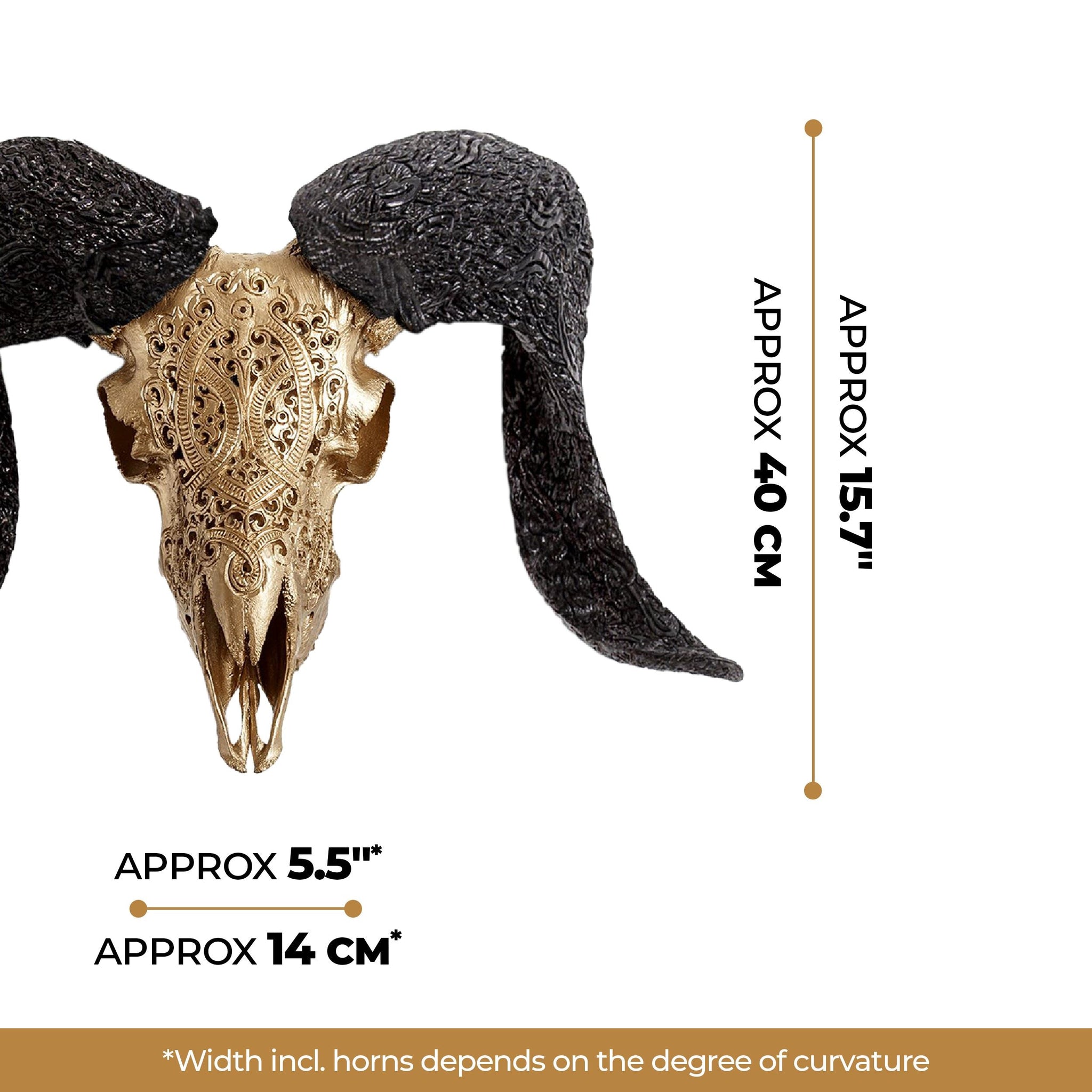Hand Carved Ram Skull - Golden Phantom