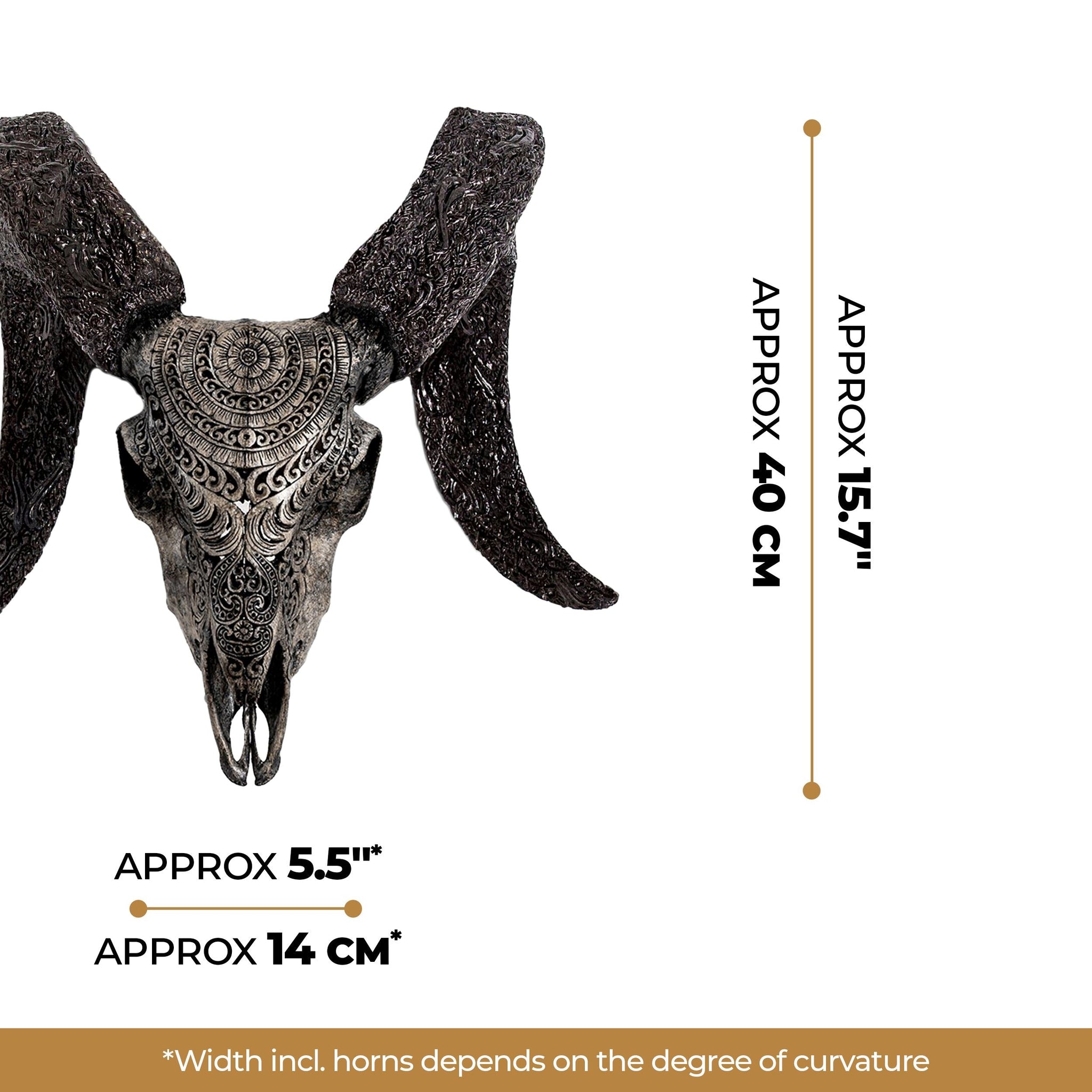 Hand Carved Ram Skull - Gray Boho