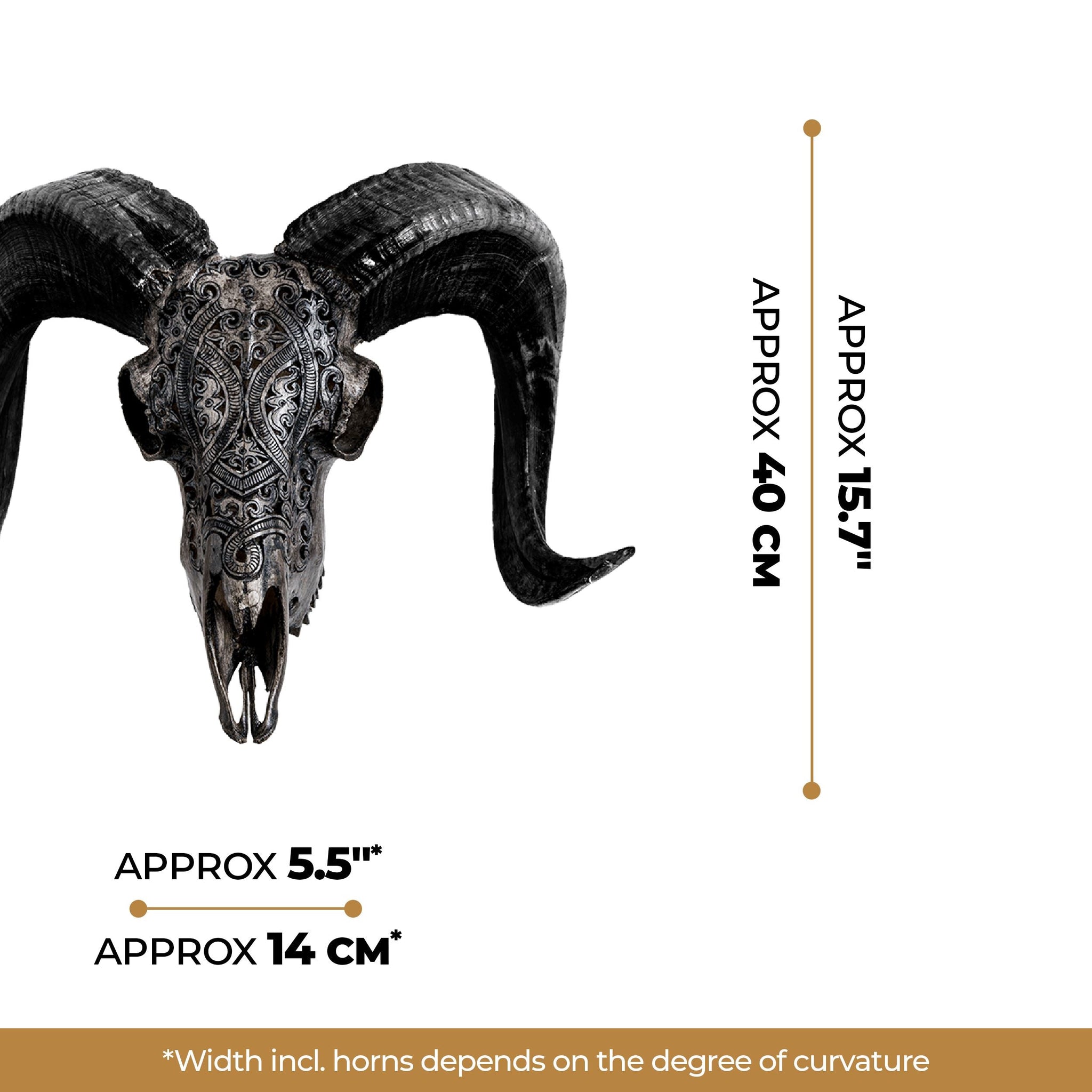 Hand Carved Ram Skull - Gray Phantom