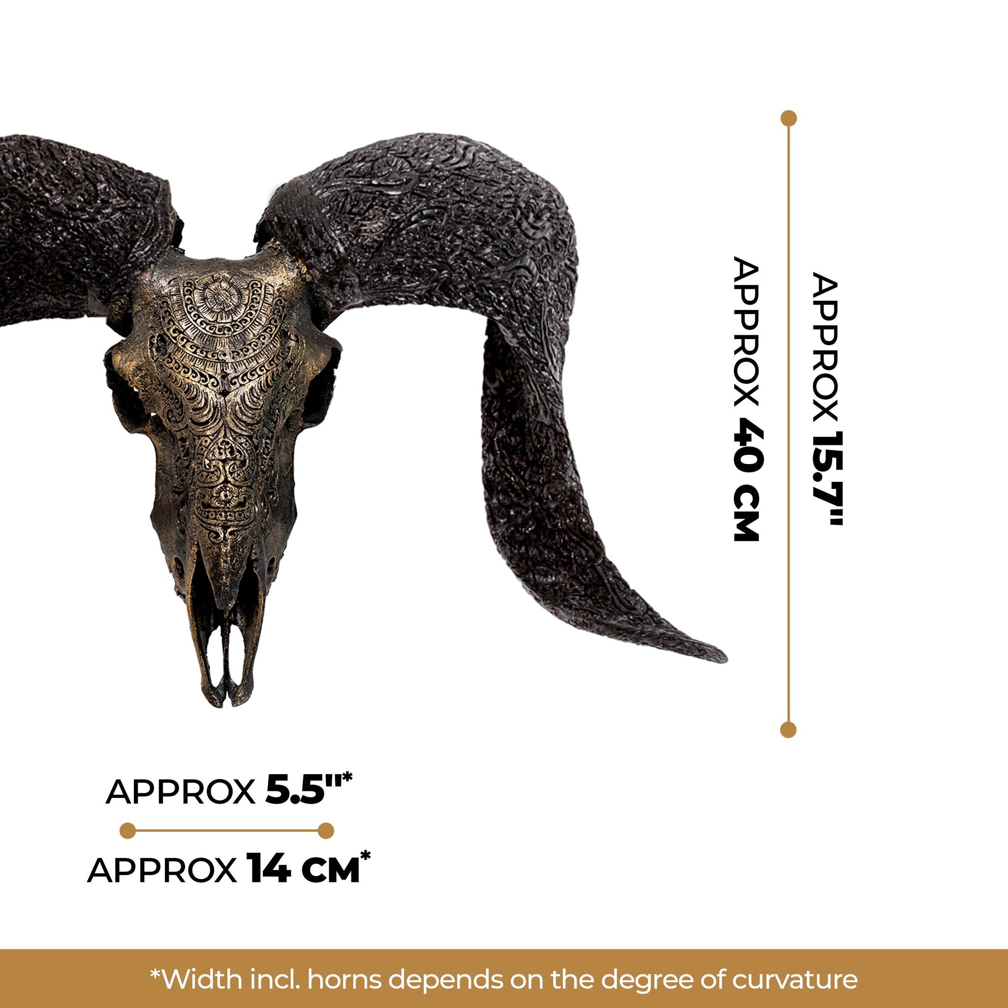 Hand Carved Ram Skull - Boho Tribal // Metallic Finish