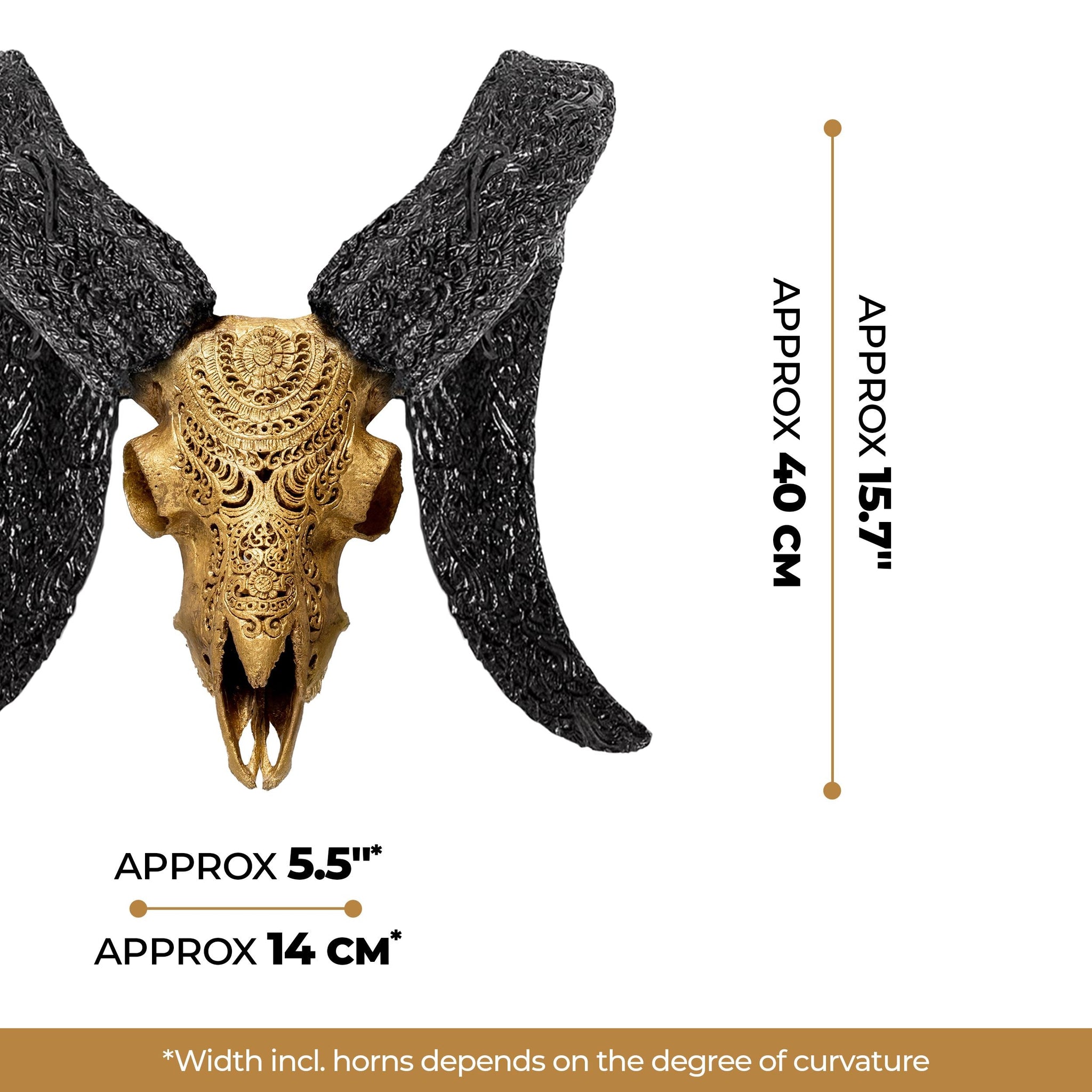 Hand Carved Ram Skull - Gold Leaf Boho