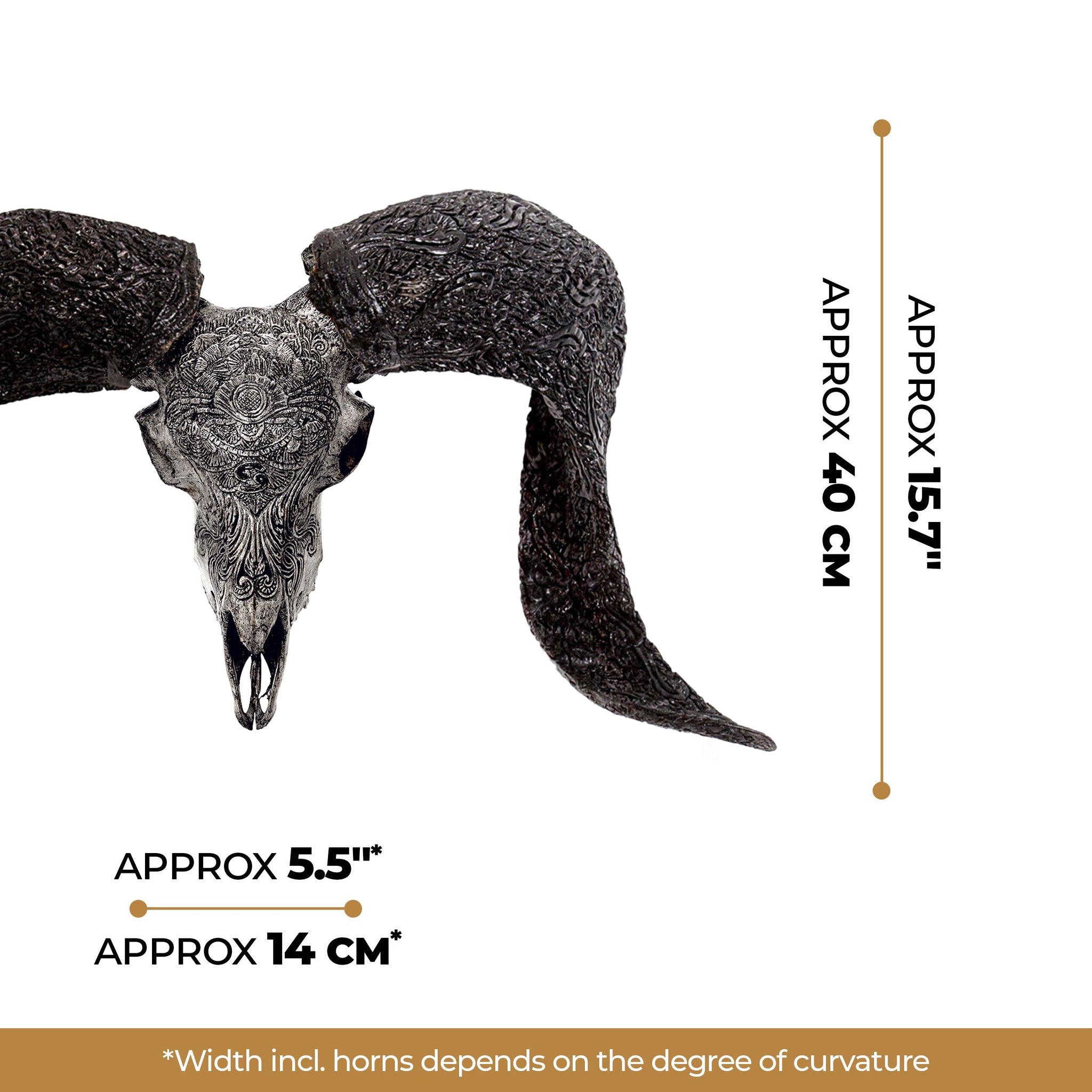 Hand Carved Ram Skull - Gray Phoenix