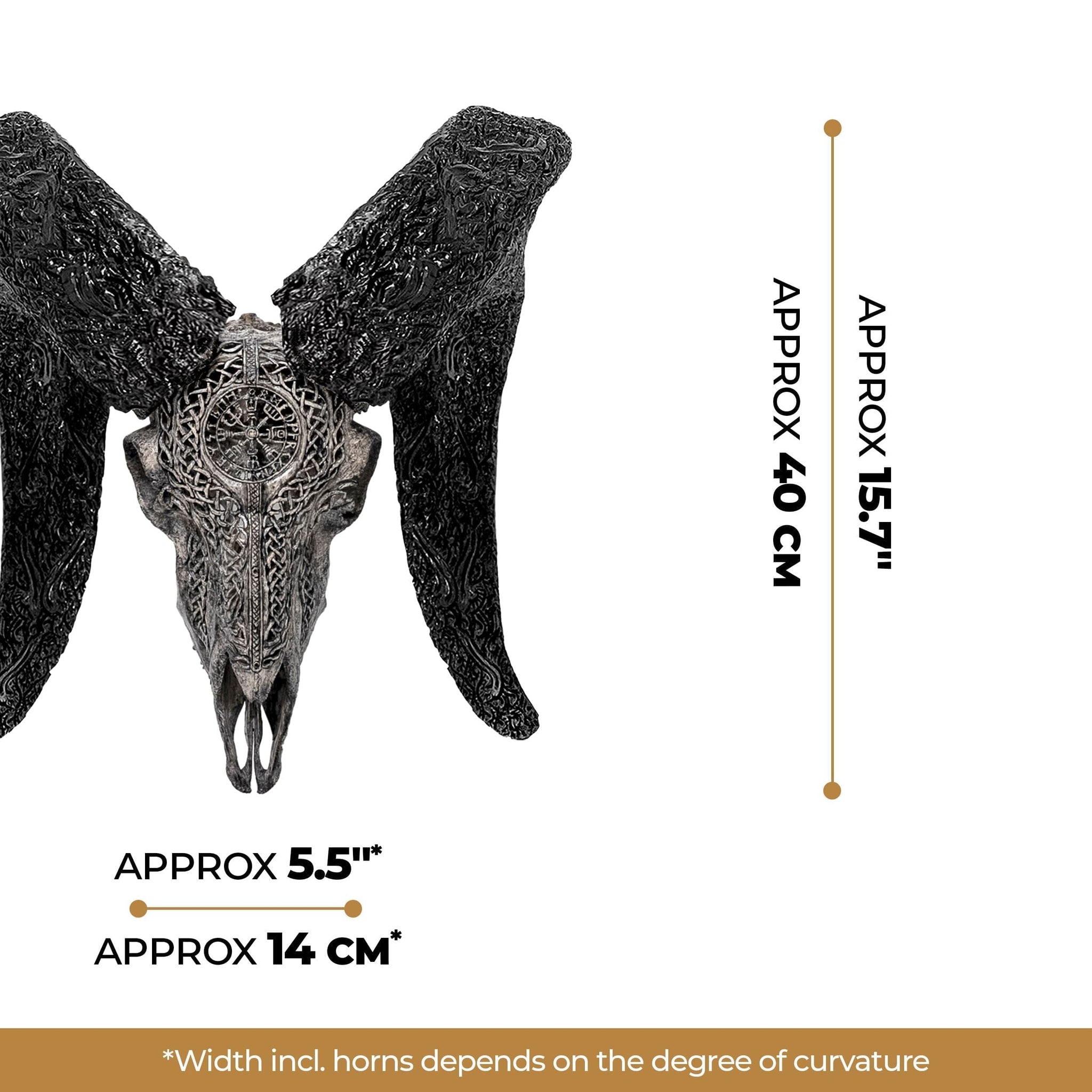 Hand Carved Ram Skull - Gray Vegvísir