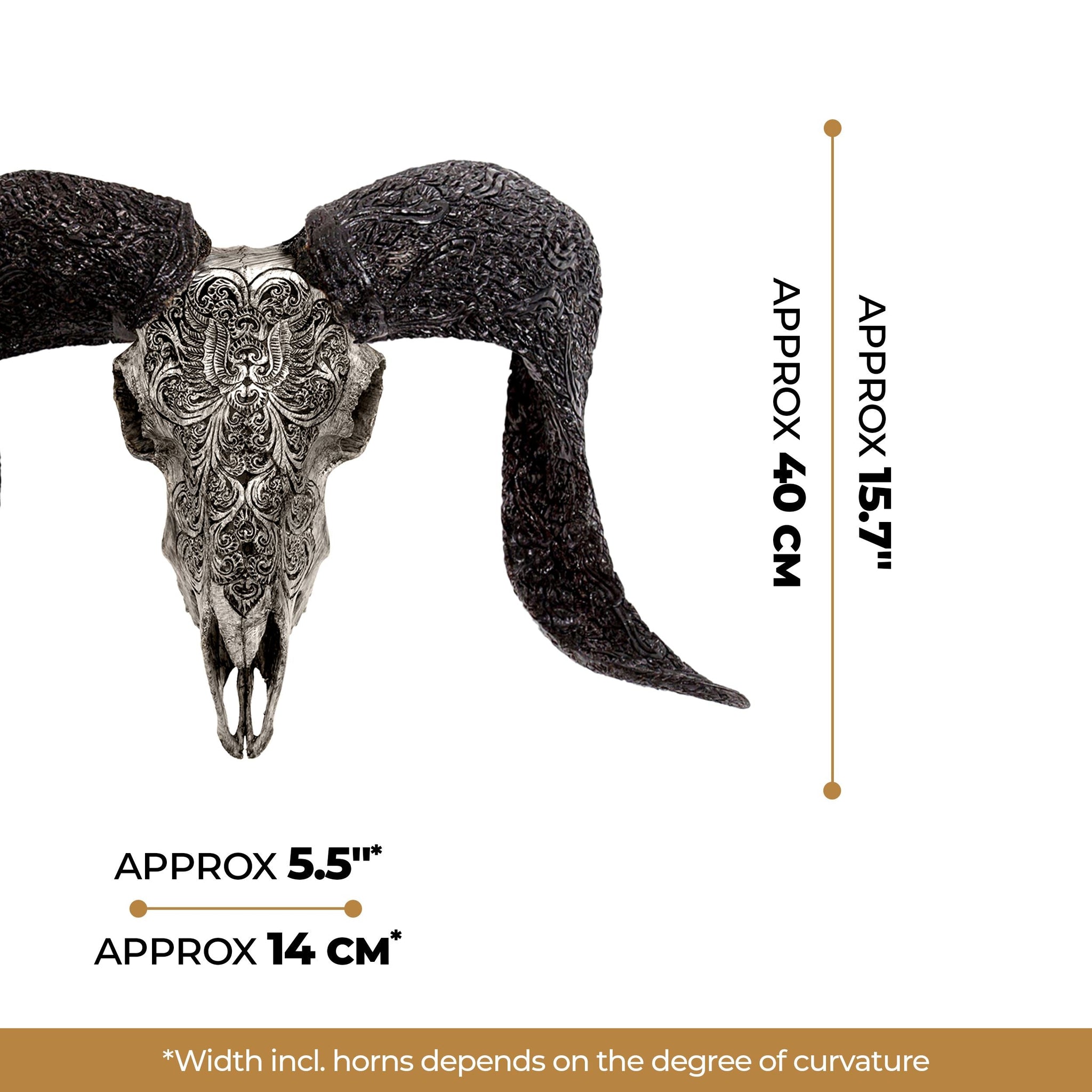 Hand Carved Ram Skull - Gray Phoenix