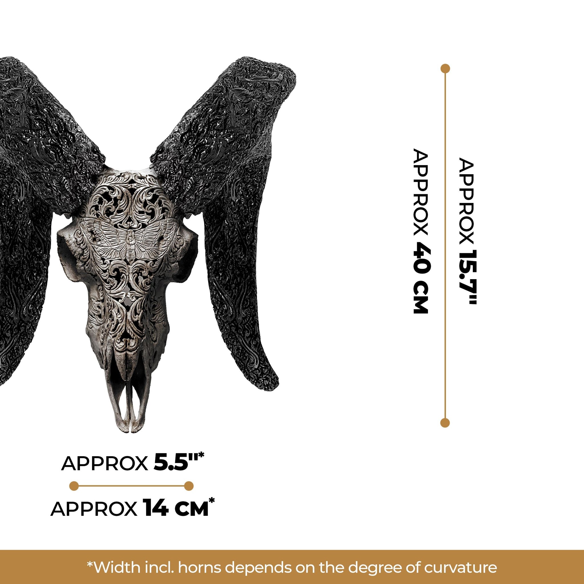 Hand Carved Ram Skull - Gray Moth