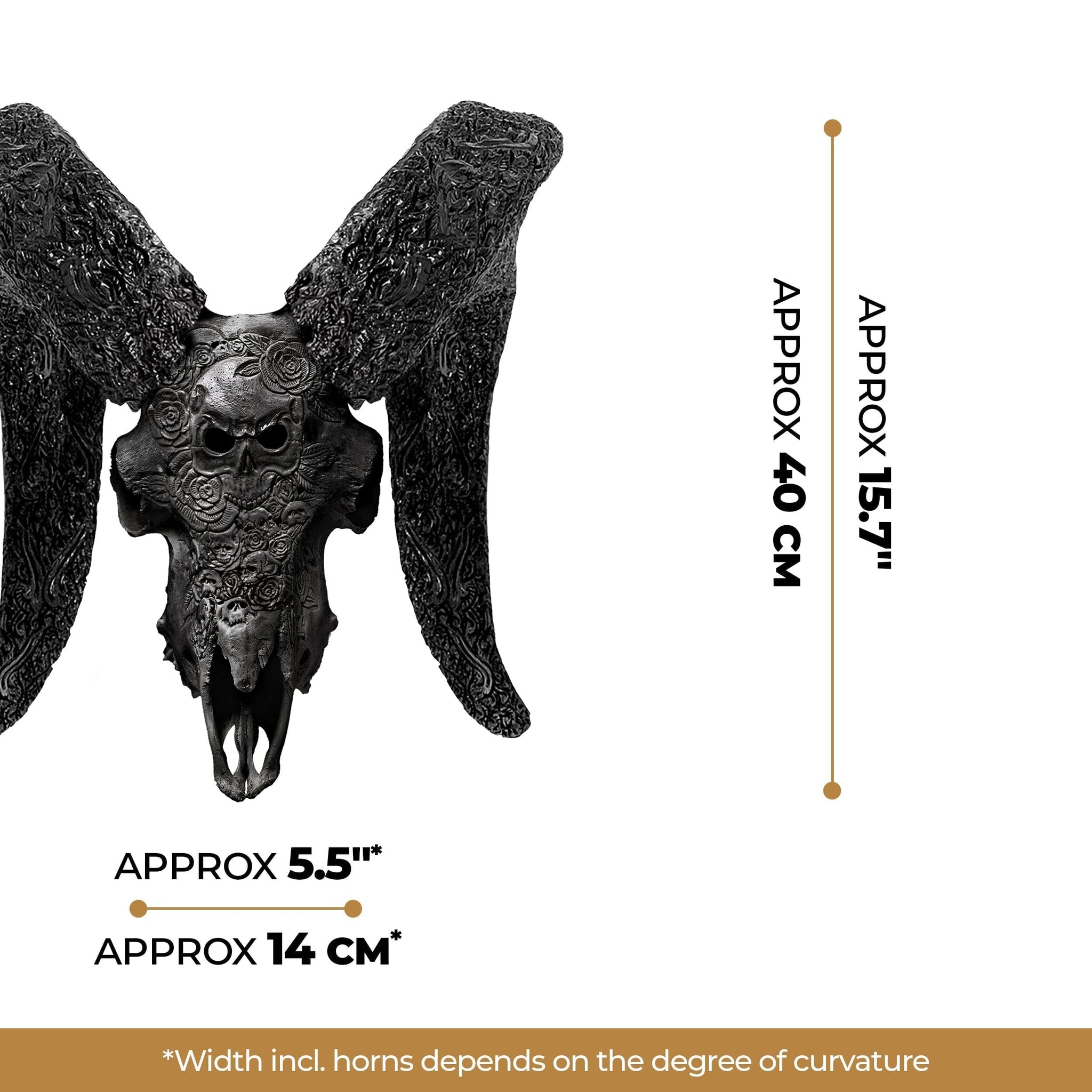Hand Carved Ram Skull - Black Thorn
