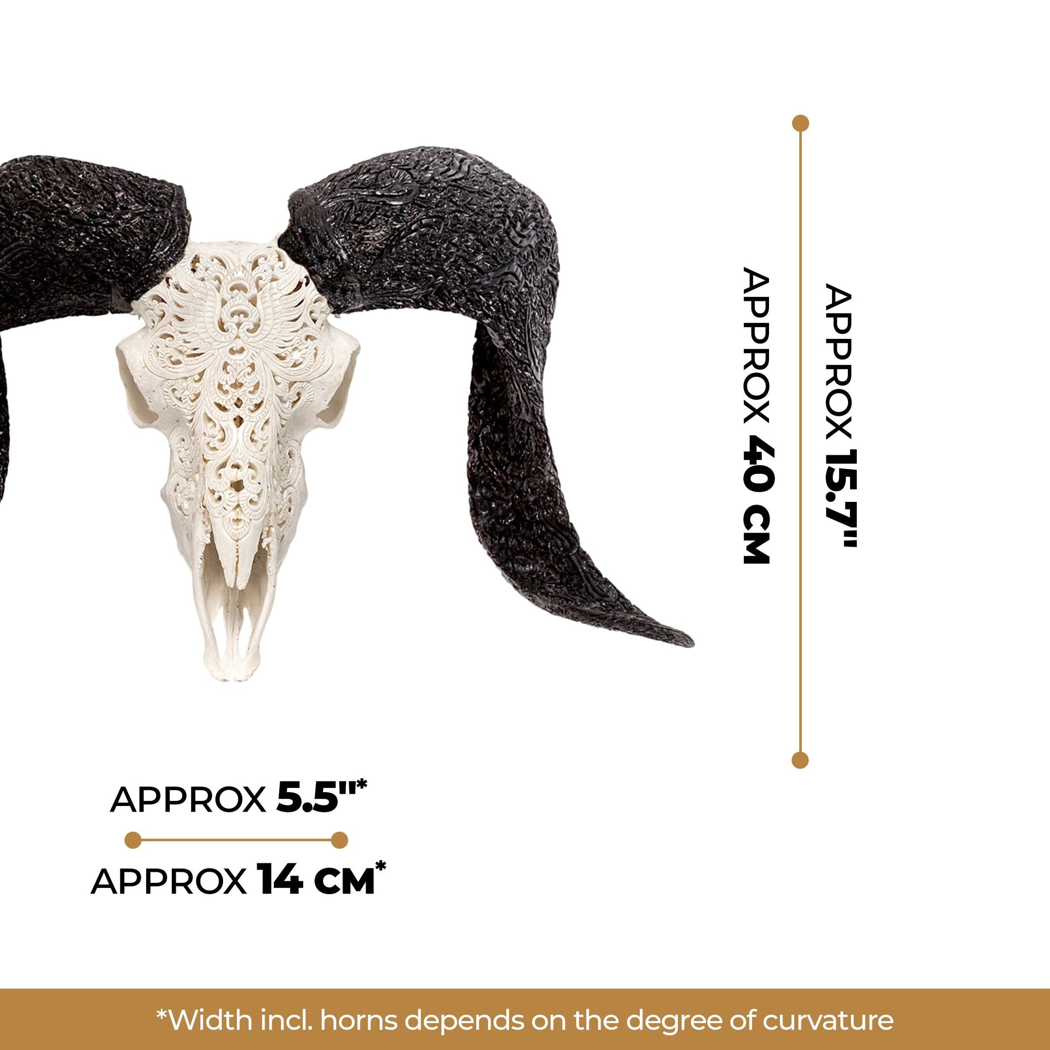 Hand Carved Ram Skull - White Phoenix