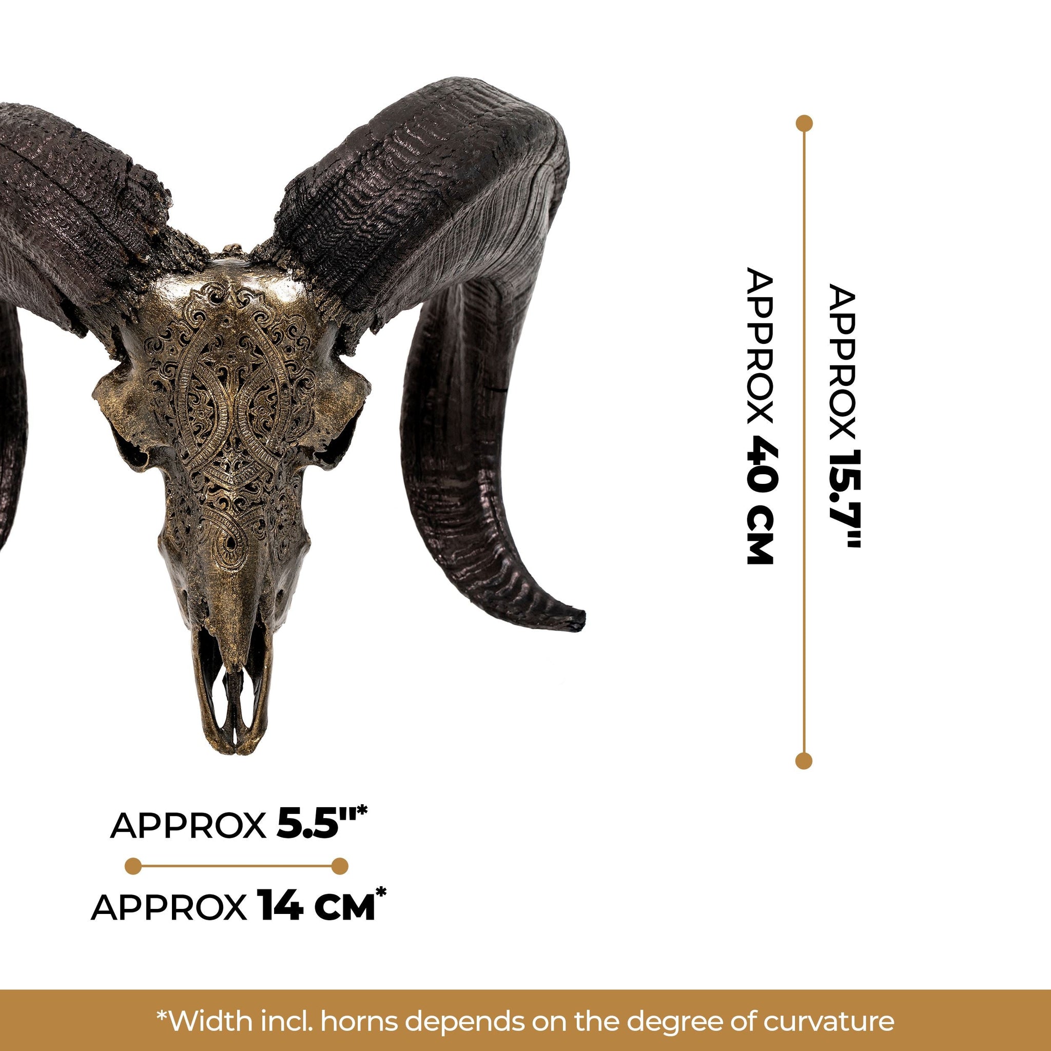 Hand Carved Ram Skull - Antique Bronze Phantom // Metallic Finish