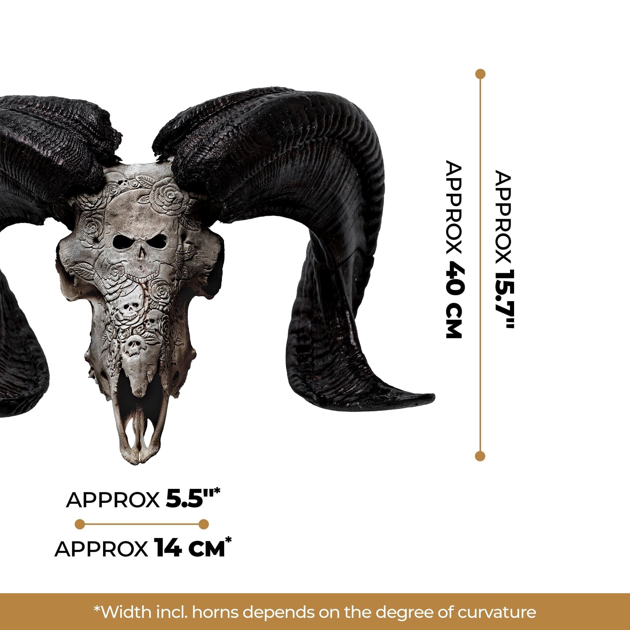 Hand Carved Ram Skull - Gray Thorn