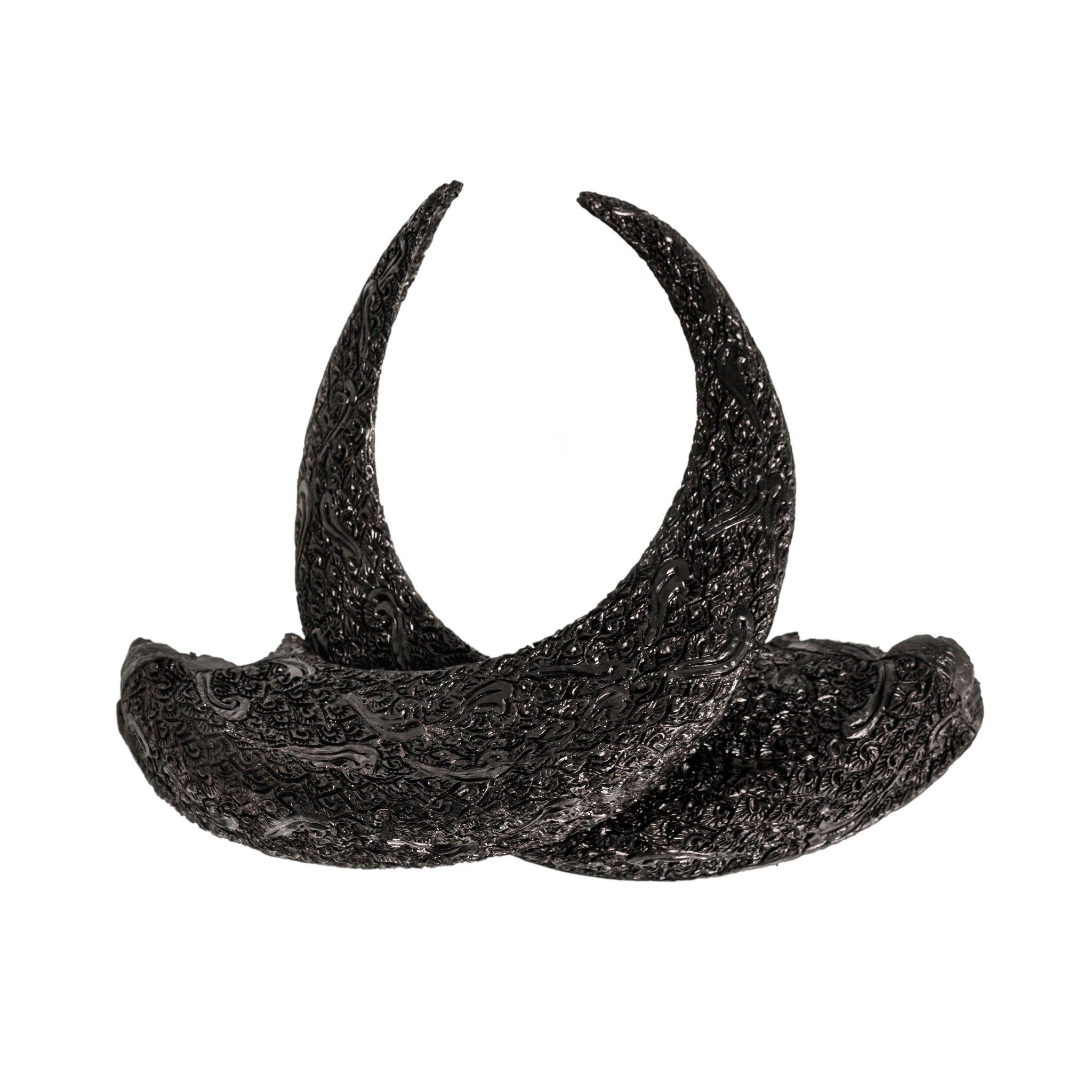 Hand Carved Ram Skull - Black Boho