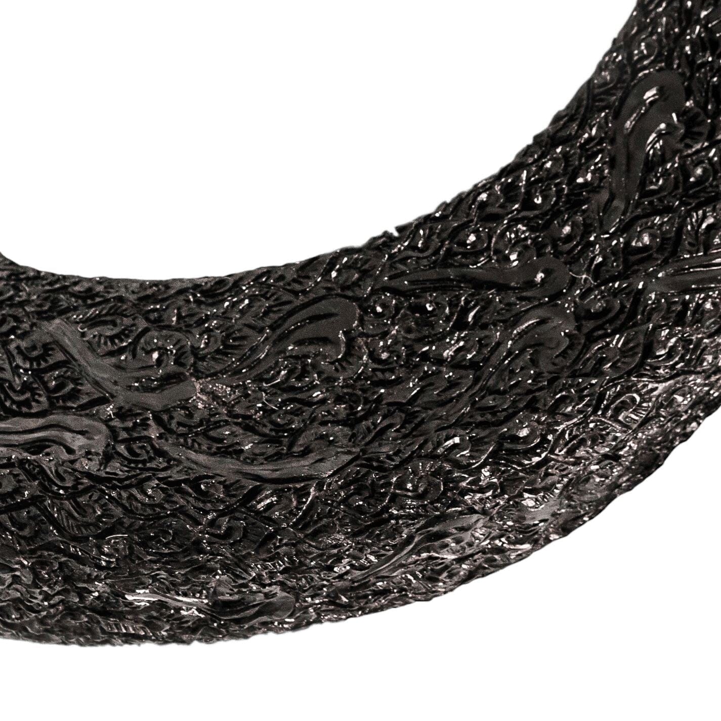 Hand Carved Ram Skull - Black Vegvísir