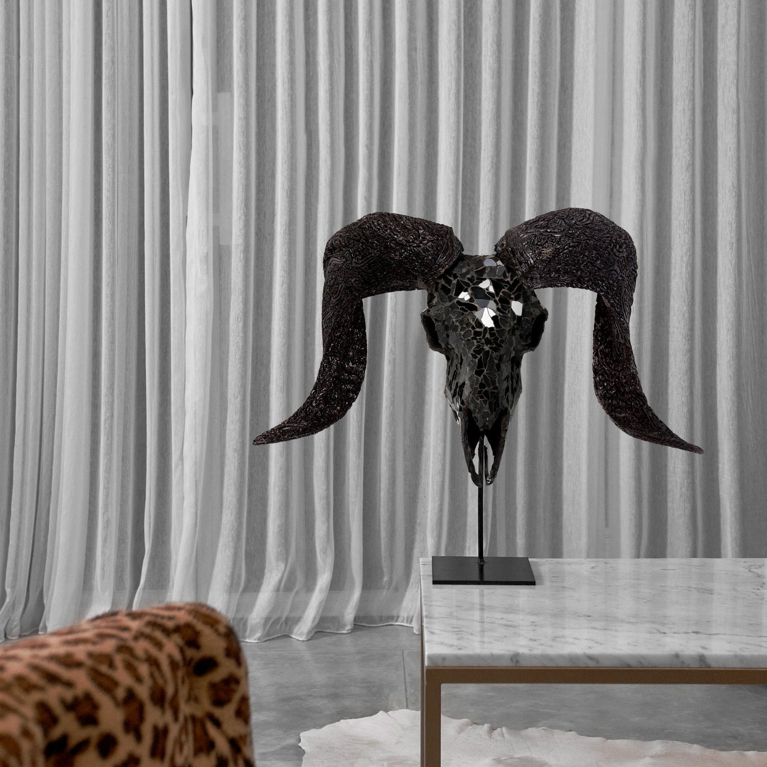 Ram Skull - Black Mirror // Mosaic Finish