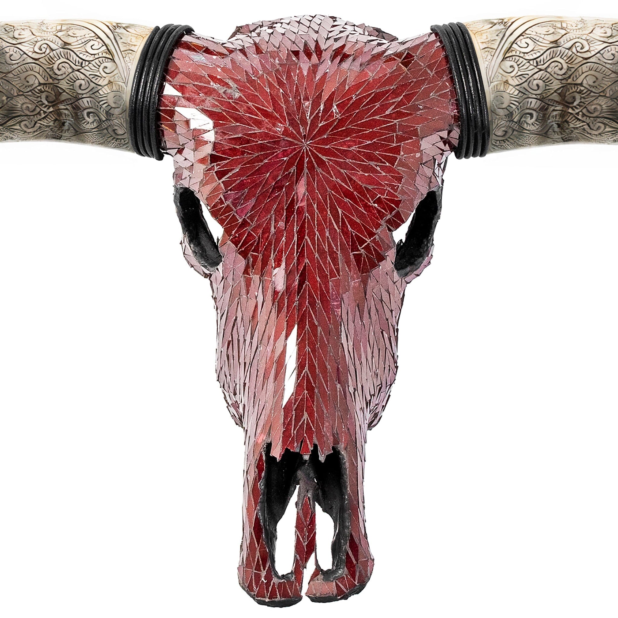 Longhorn Skull // XL Horns - Red Mirror // Mosaic Finish
