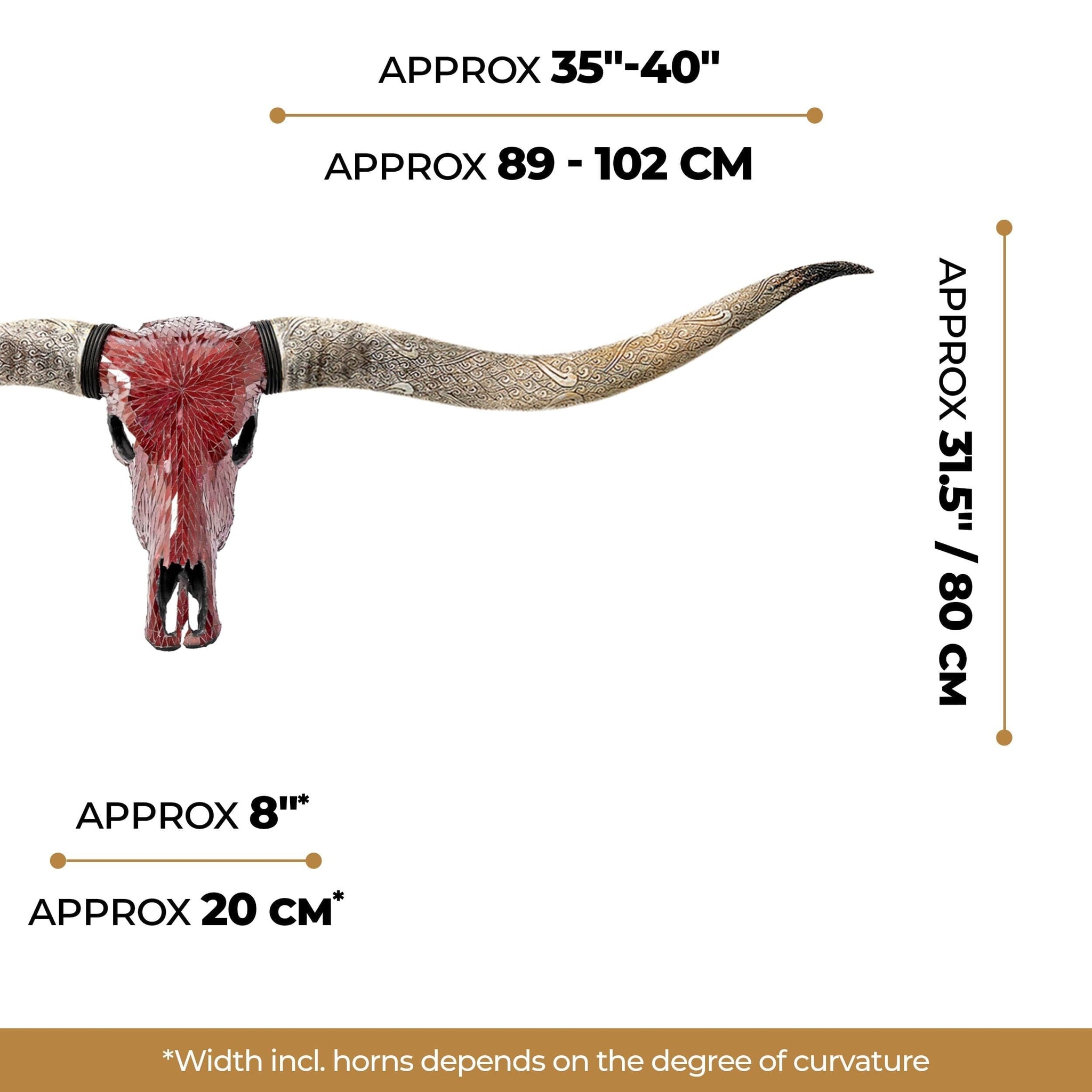 Longhorn Skull // XL Horns - Red Mirror // Mosaic Finish