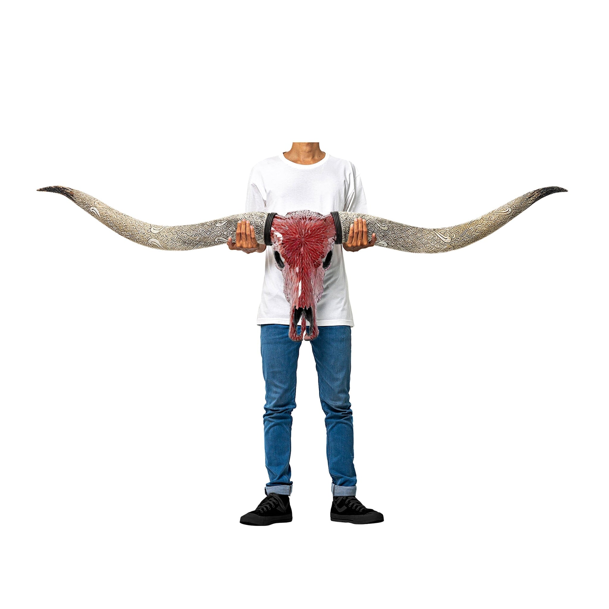 Longhorn Skull // XL Horns - Red Mirror // Mosaic Finish