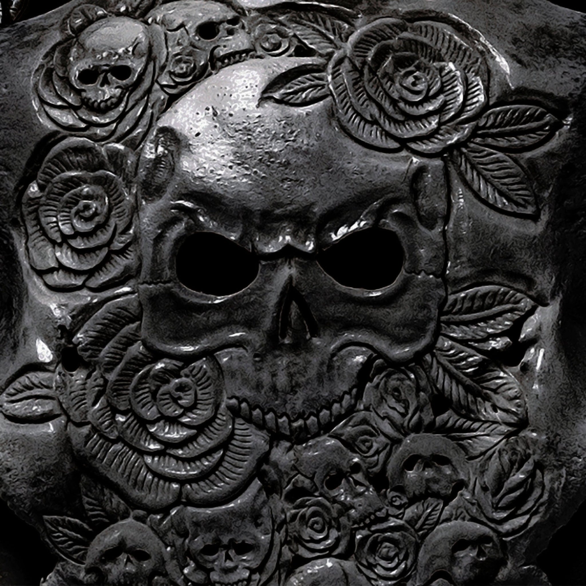 Hand Carved Ram Skull - Black Thorn