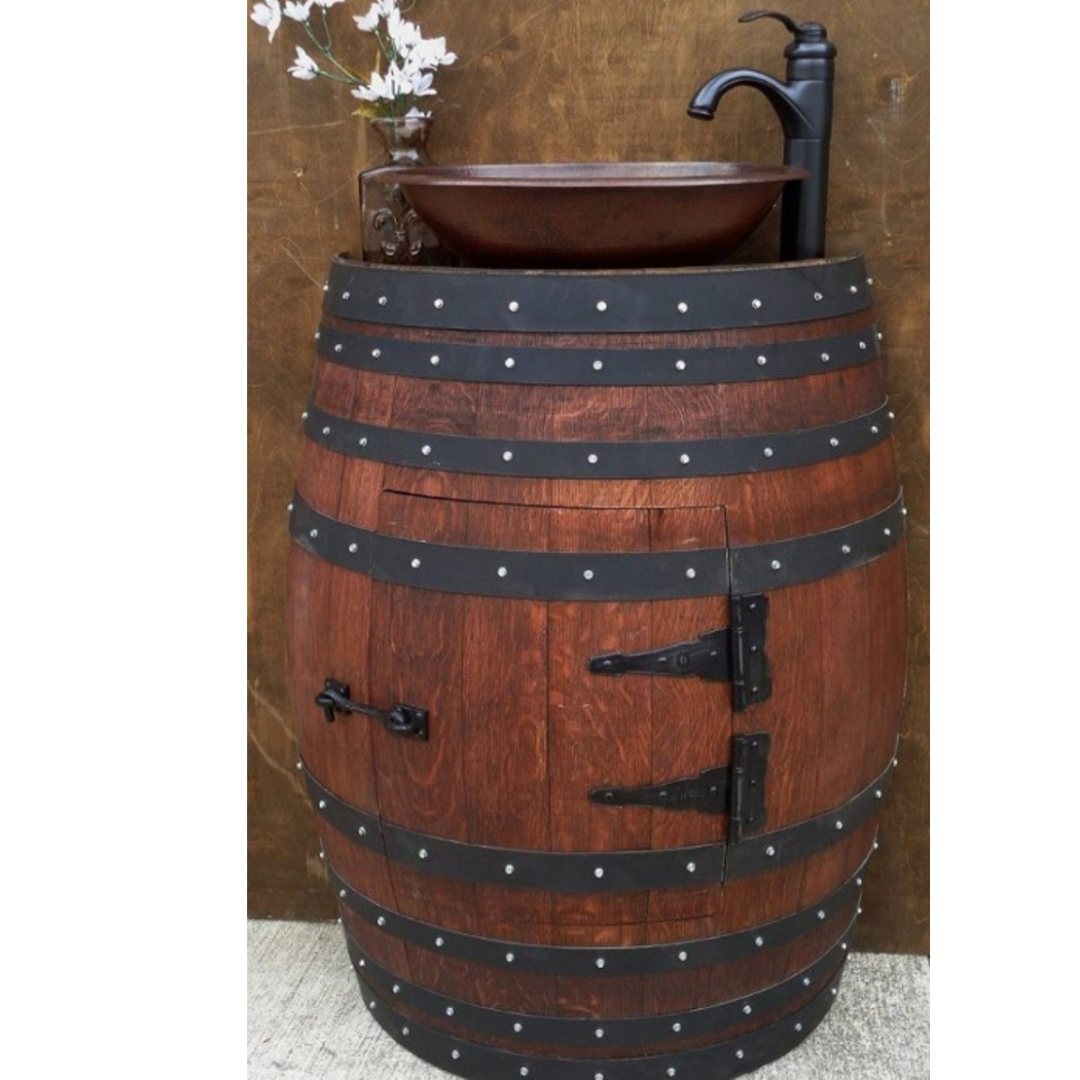Bourbon or Wine Barrel Cabinet Sink