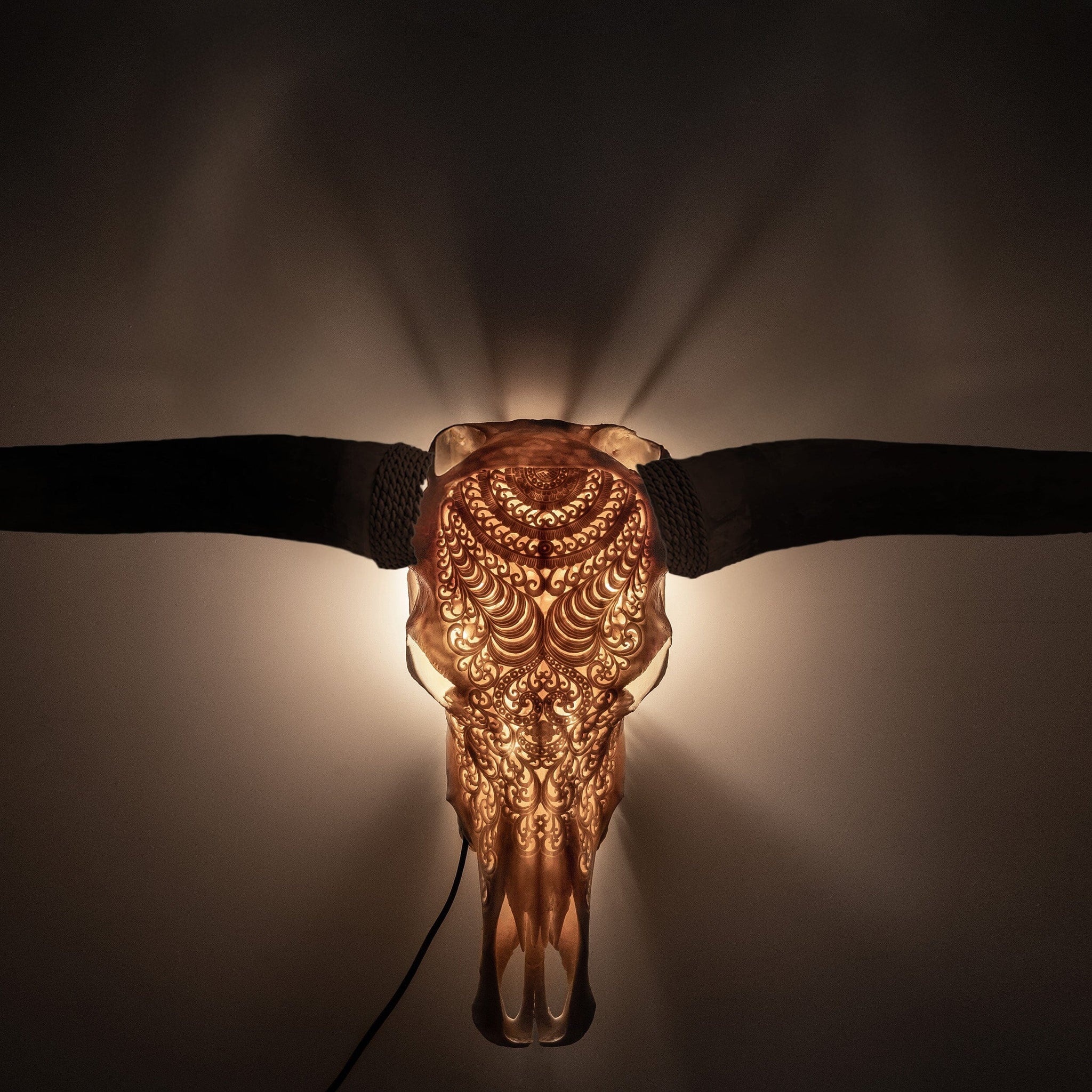 Longhorn Skulls - Metal Mount + Lamp