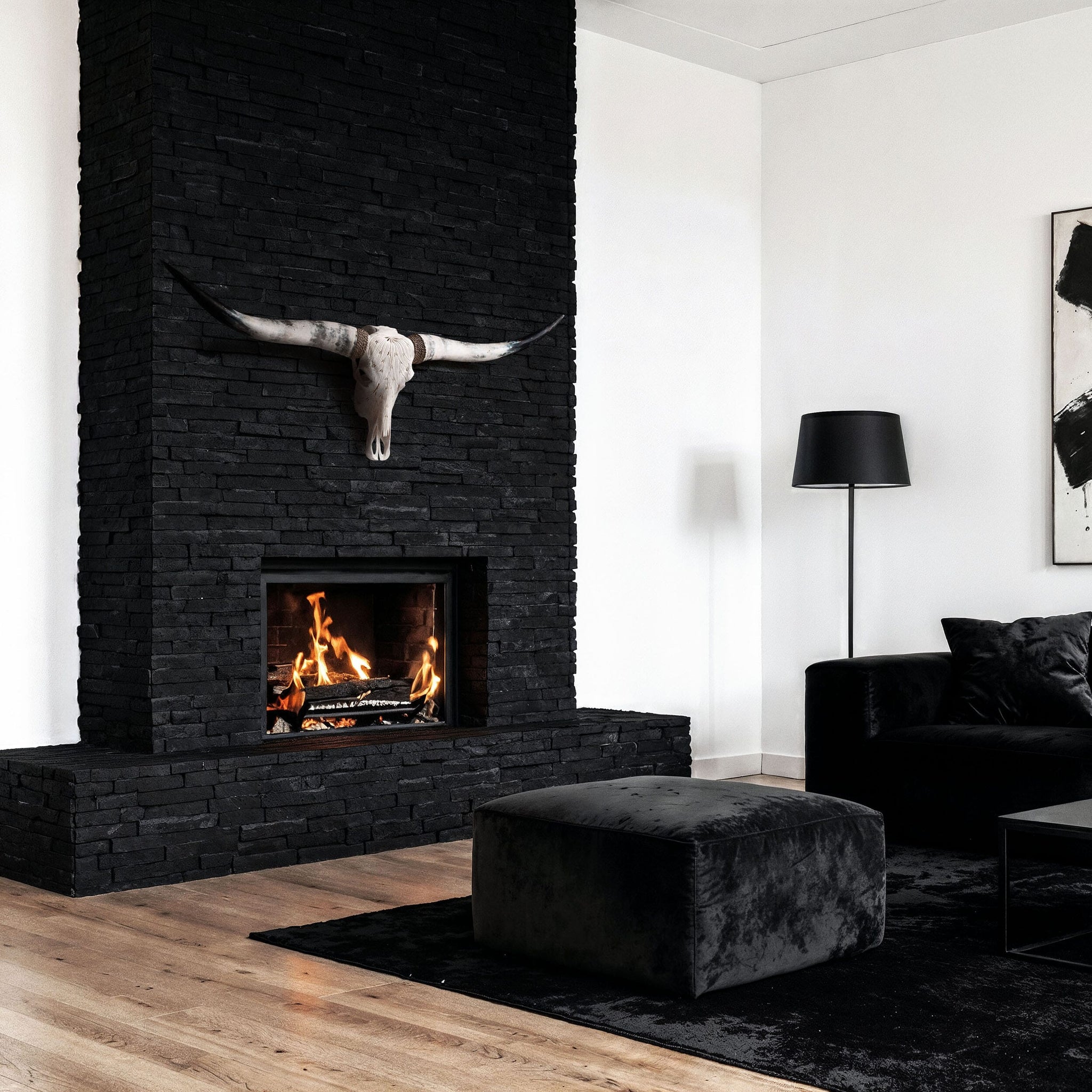 Hand Carved Longhorn Skull - White Feathers