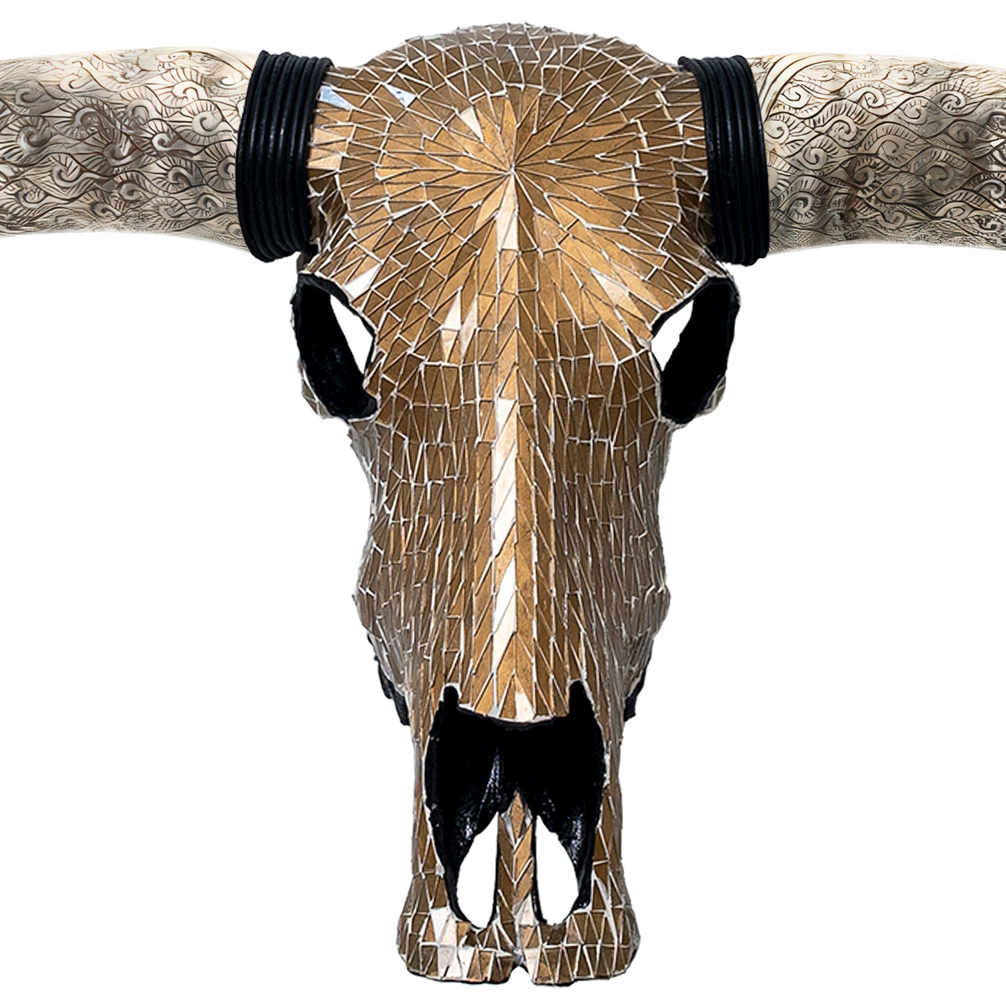 Longhorn Skull // XL Horns - Mocha Mirror // Mosaic Finish