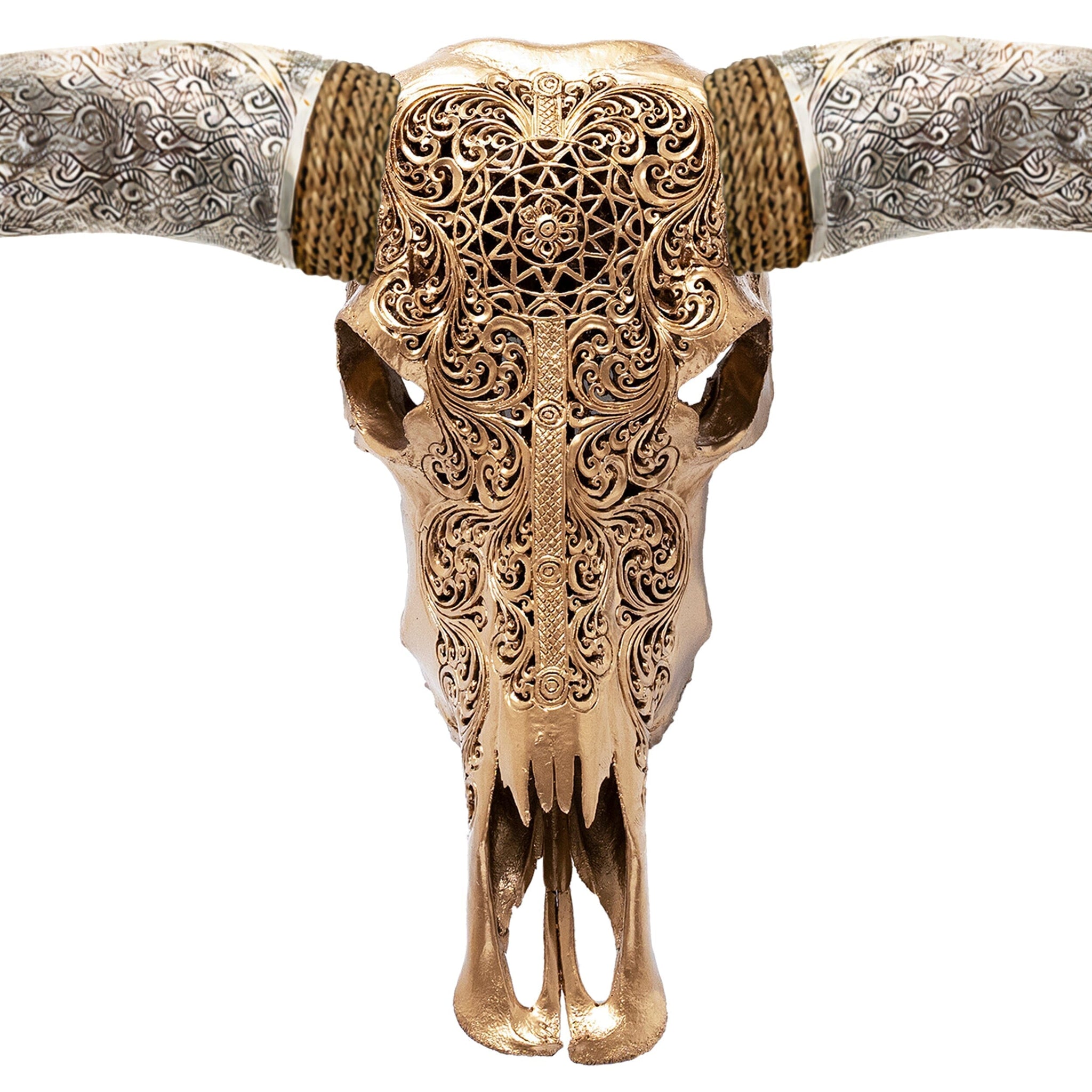 Hand Carved Longhorn Skull // XL Horns - Golden Sun