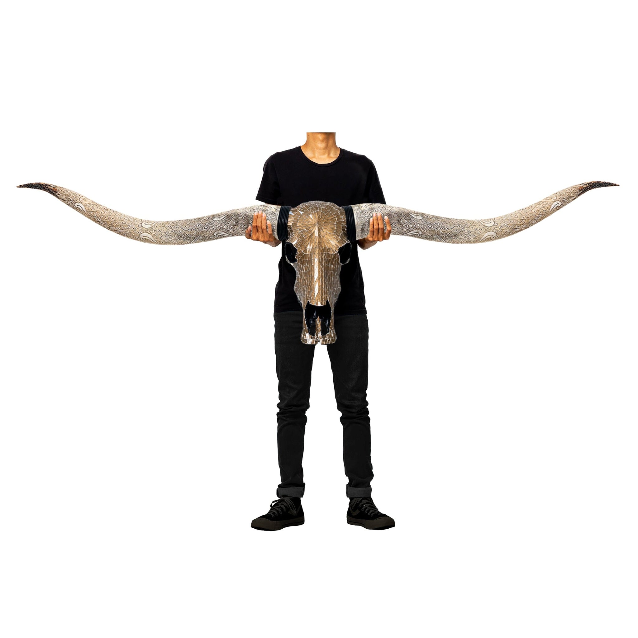 Longhorn Skull // XL Horns - Mocha Mirror // Mosaic Finish