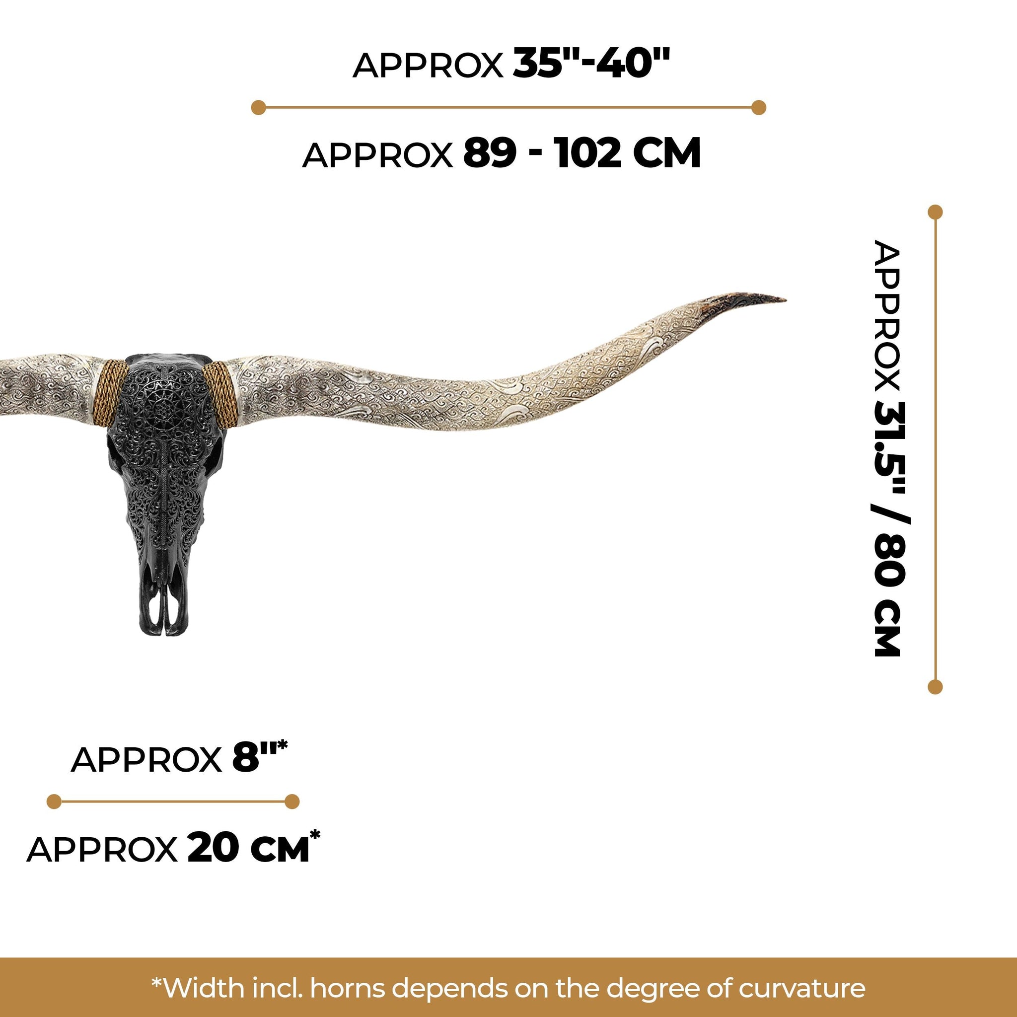 Hand Carved Longhorn Skull // XL Horns - Black Sun