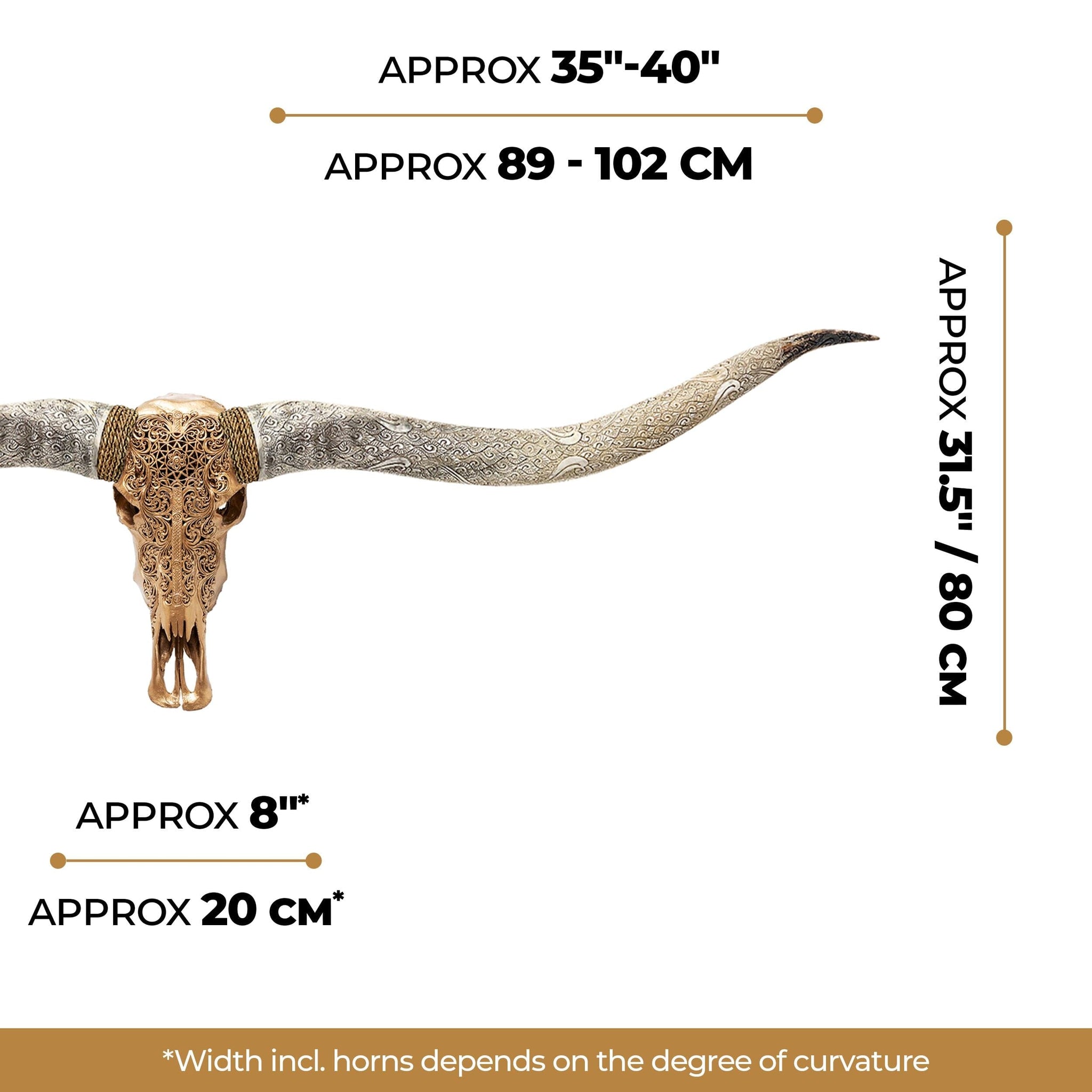 Hand Carved Longhorn Skull // XL Horns - Golden Sun