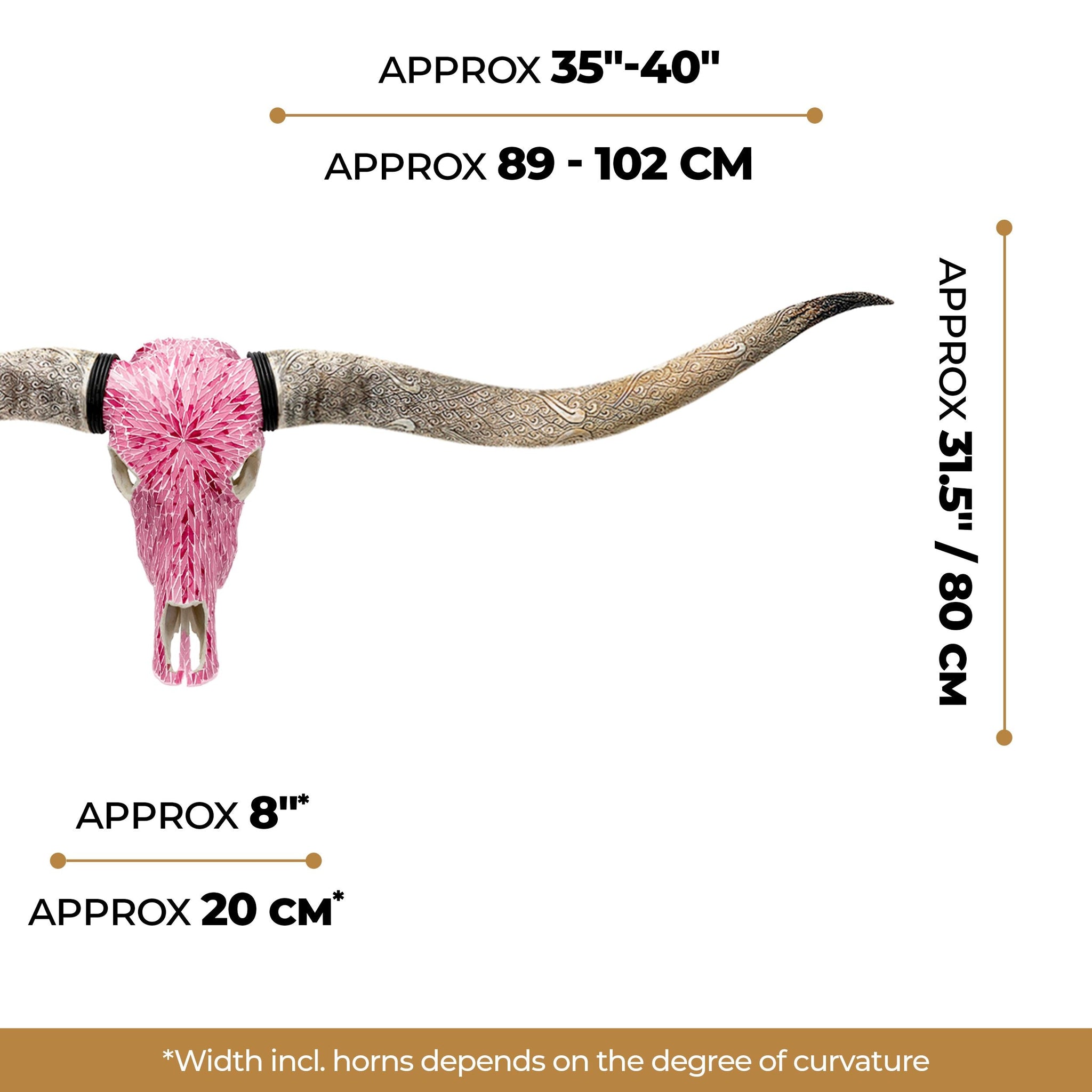 Longhorn Skull // XL Horns - Pink Mirror // Mosaic Finish