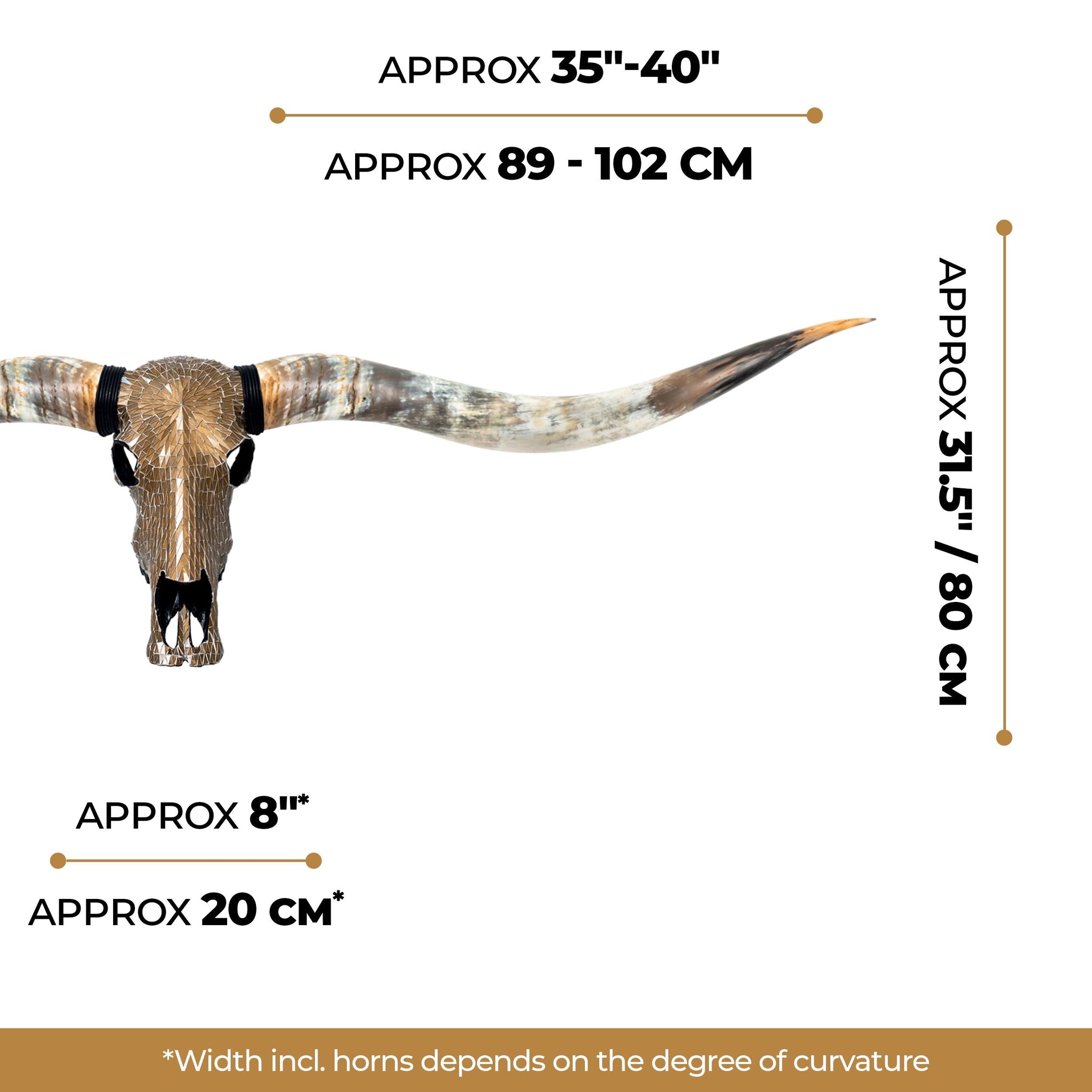 Longhorn Skull // XL Horns - Mocha Mirror // Mosaic Finish