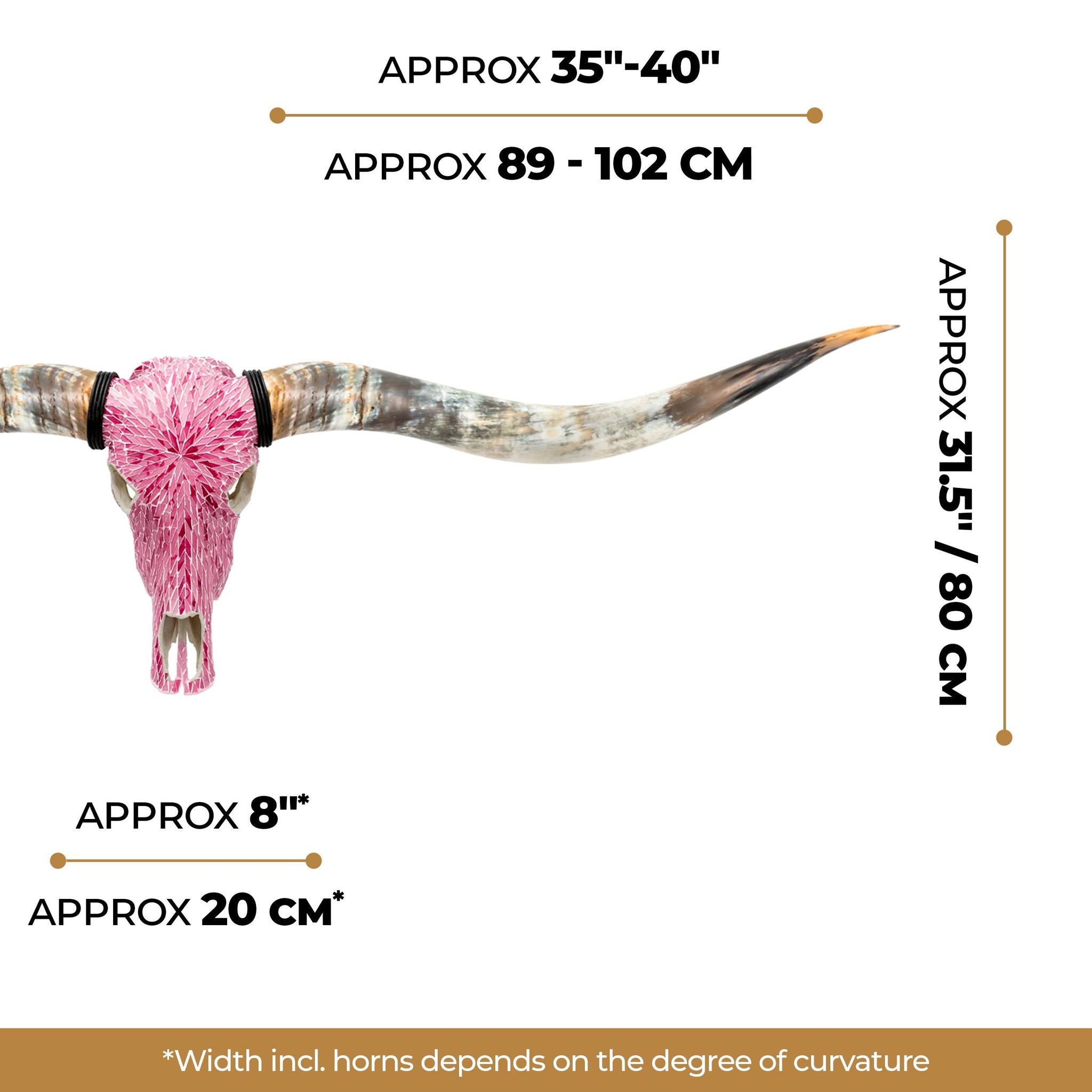 Longhorn Skull // XL Horns - Pink Mirror // Mosaic Finish