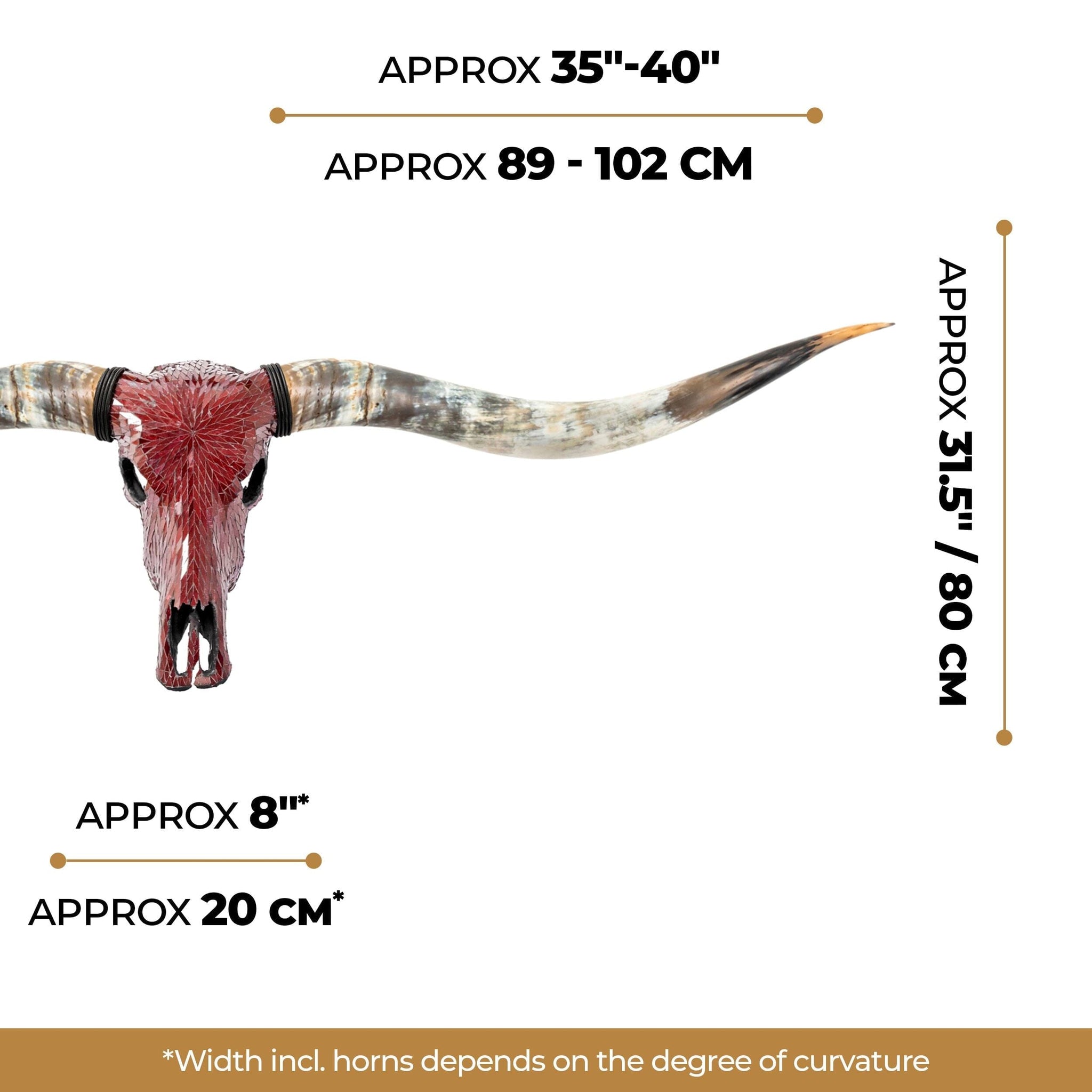 Longhorn Skull // XL Horns - Red Mirror // Mosaic Finish