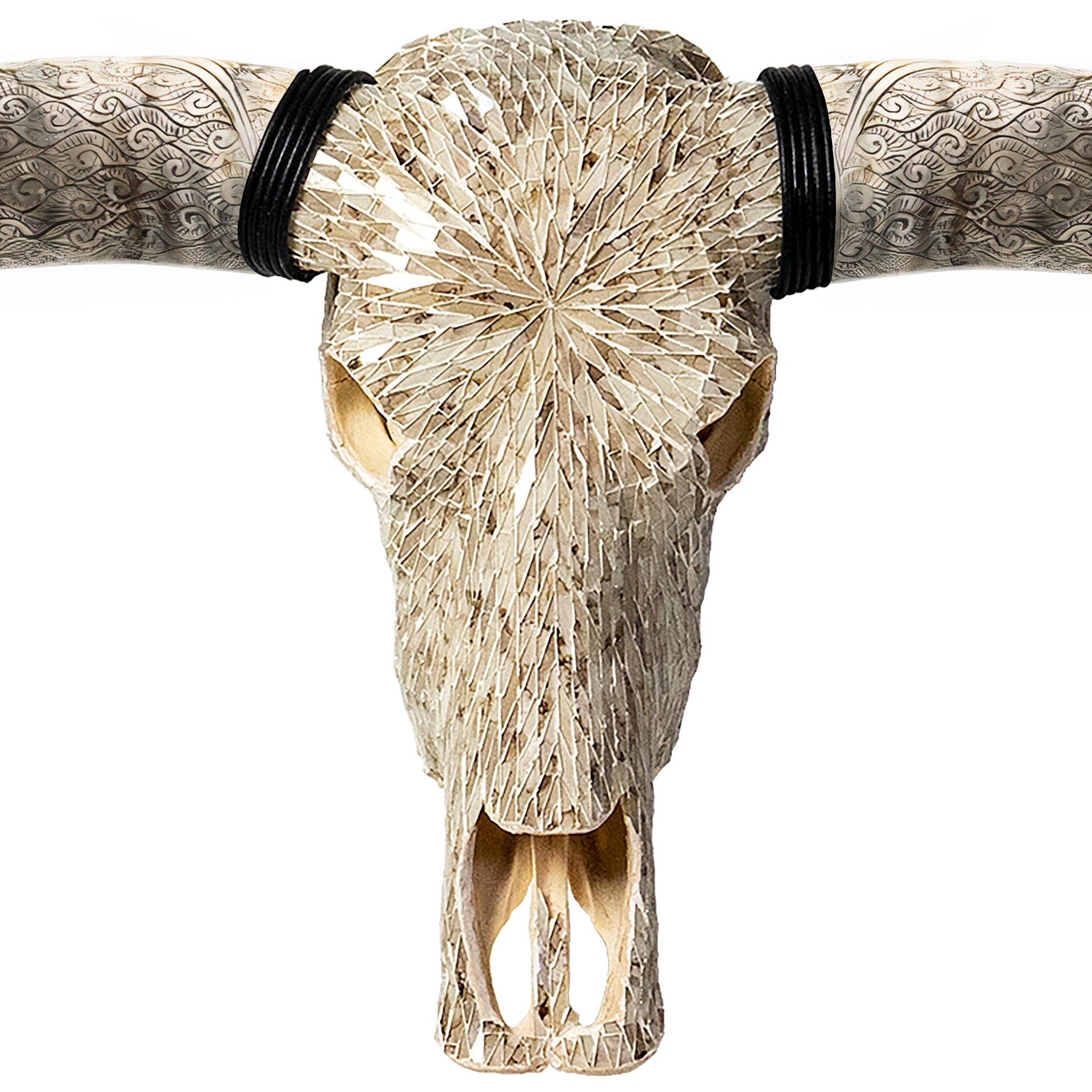 Longhorn Skull // XL Horns - Beige Mirror // Mosaic Finish