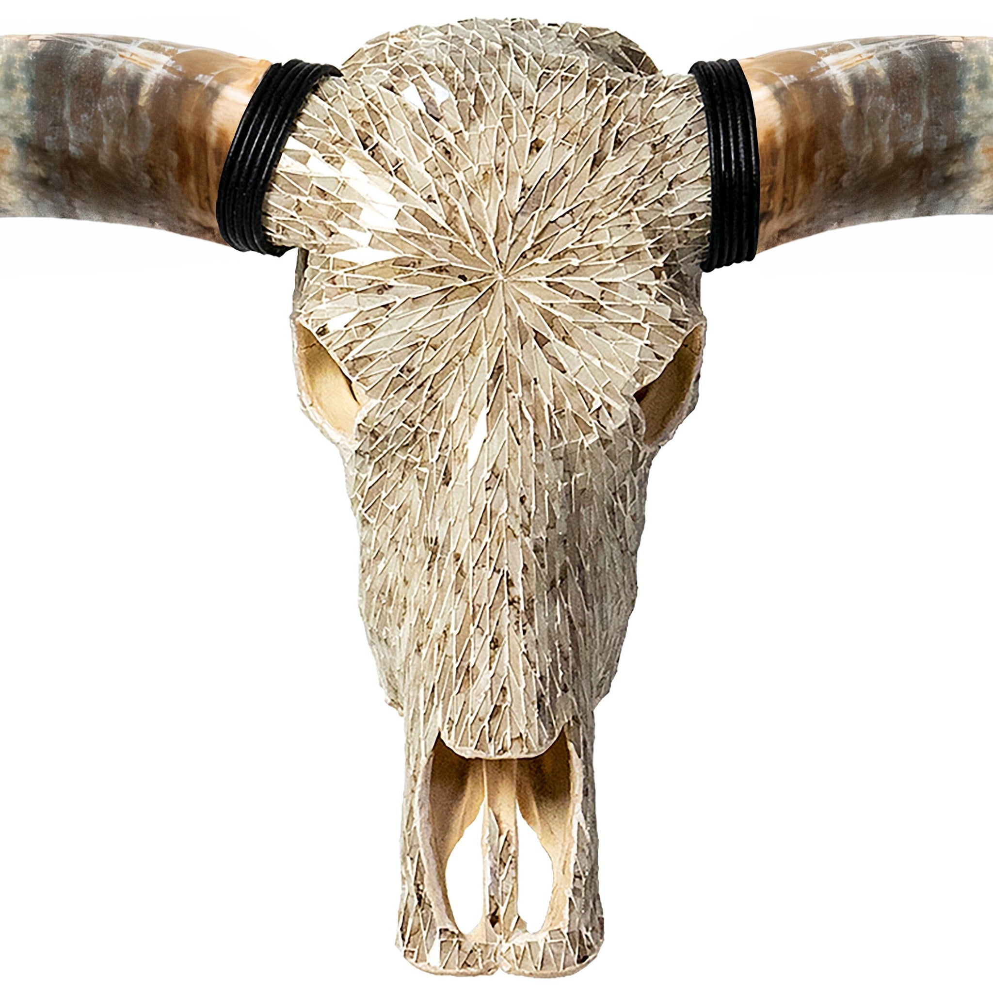 Longhorn Skull // XL Horns - Beige Mirror // Mosaic Finish