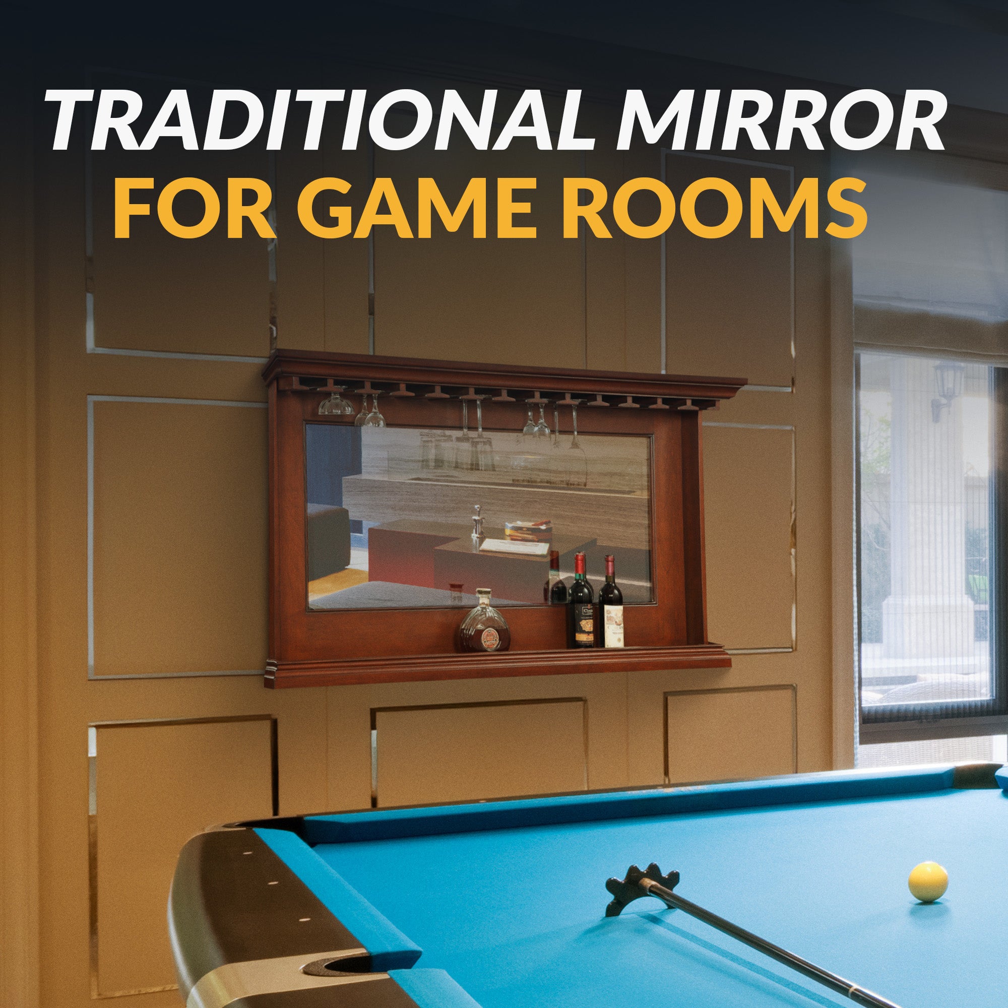 Seville 62-in Hardwood Back Bar Mirror - Mahogany Finish - image 7