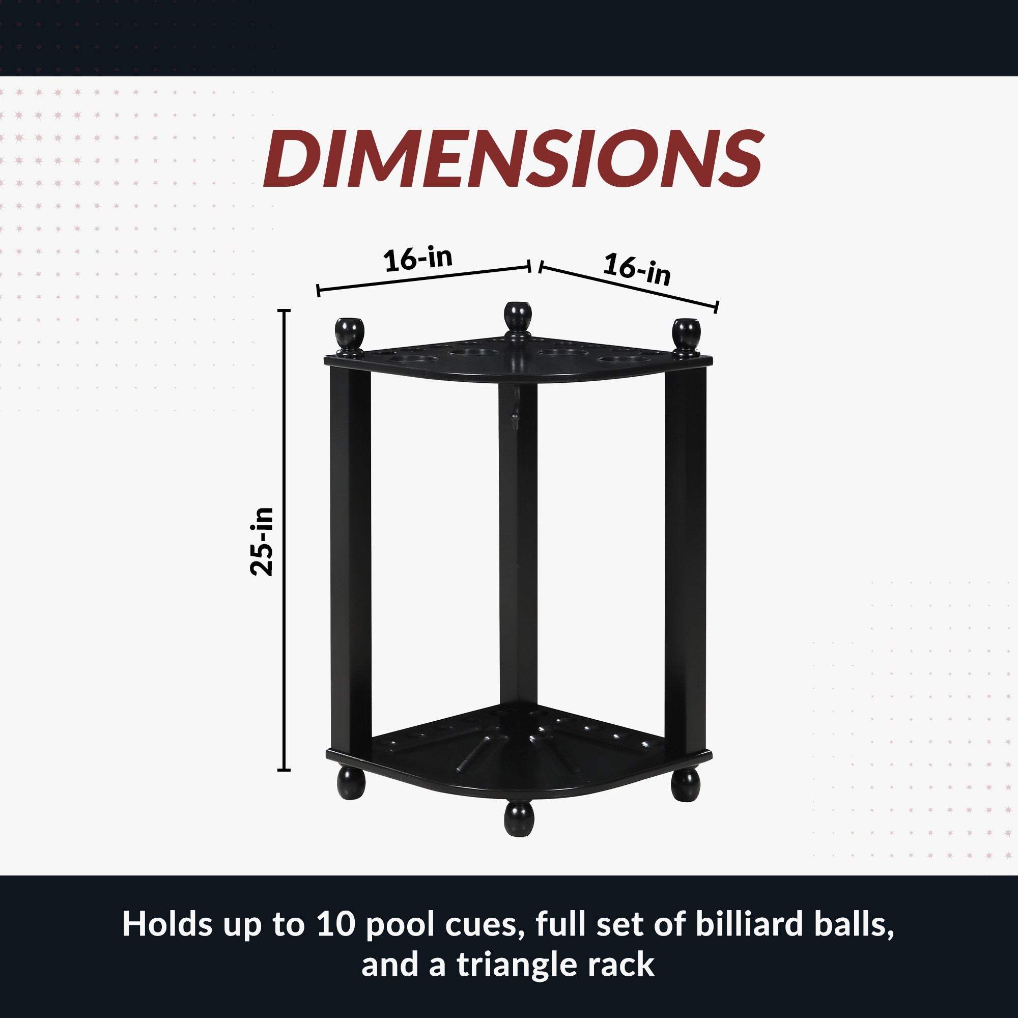 Regent 28-in Corner Floor Billiard Cue Rack - Black Finish - image 2