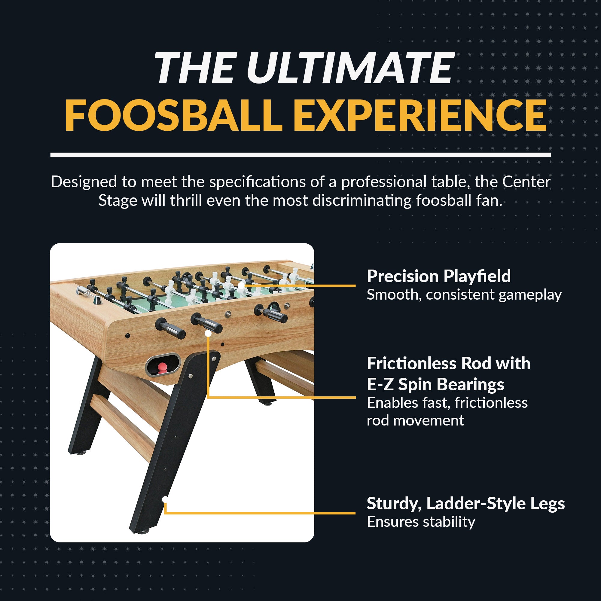 Center Stage Pro Series 59-in Foosball Table - Telescopic Safety Rods - image 4