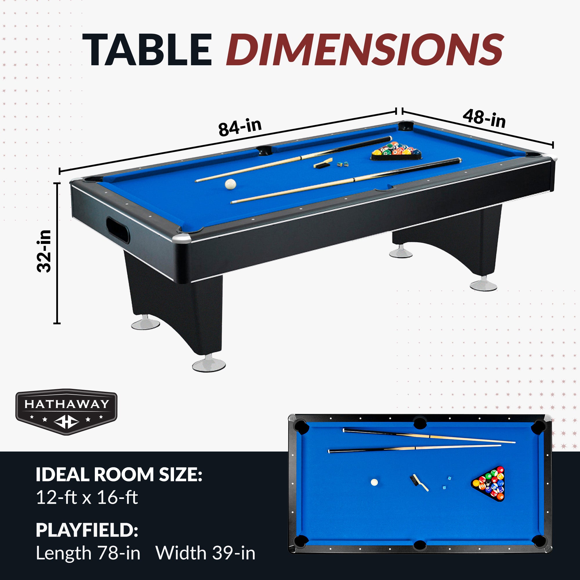 Hustler 7-ft Pool Table with Ball Return - Black with Blue Felt - image 2