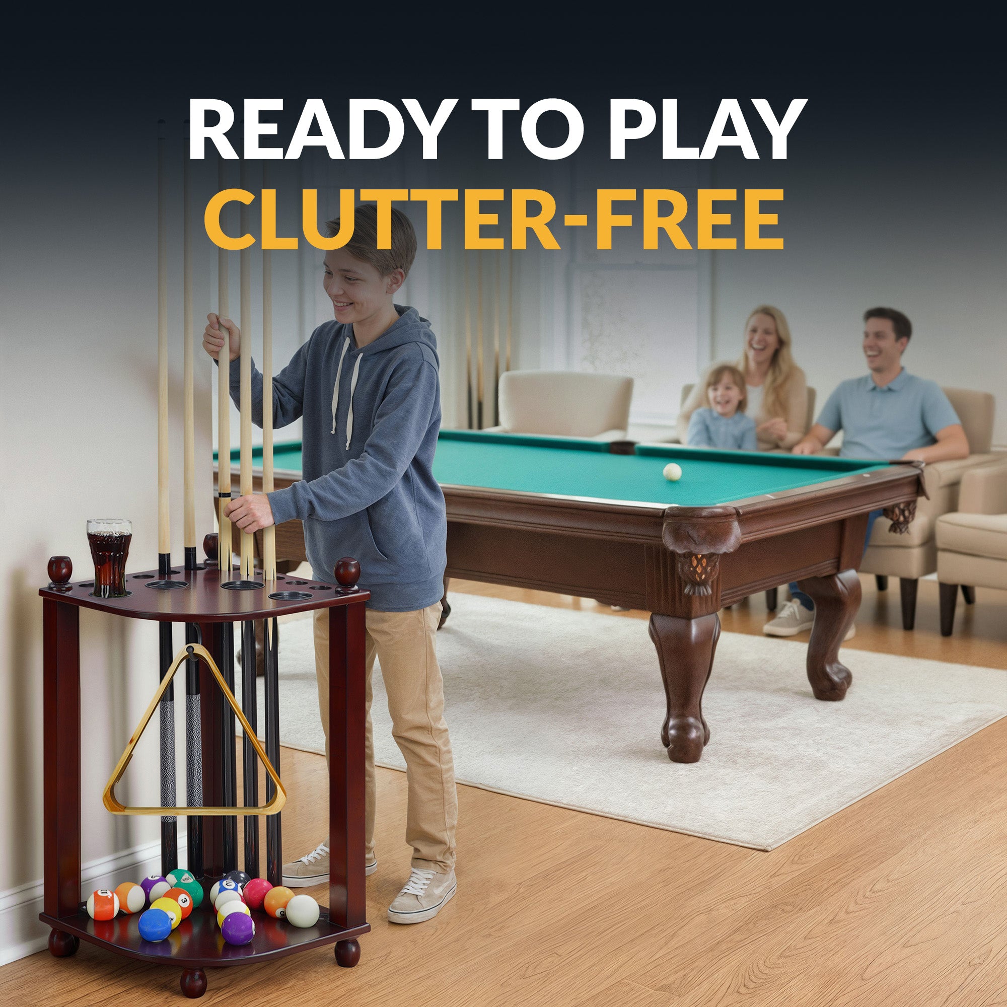 Regent 28-in Corner Floor Billiard Cue Rack - Mahogany Finish - image 5