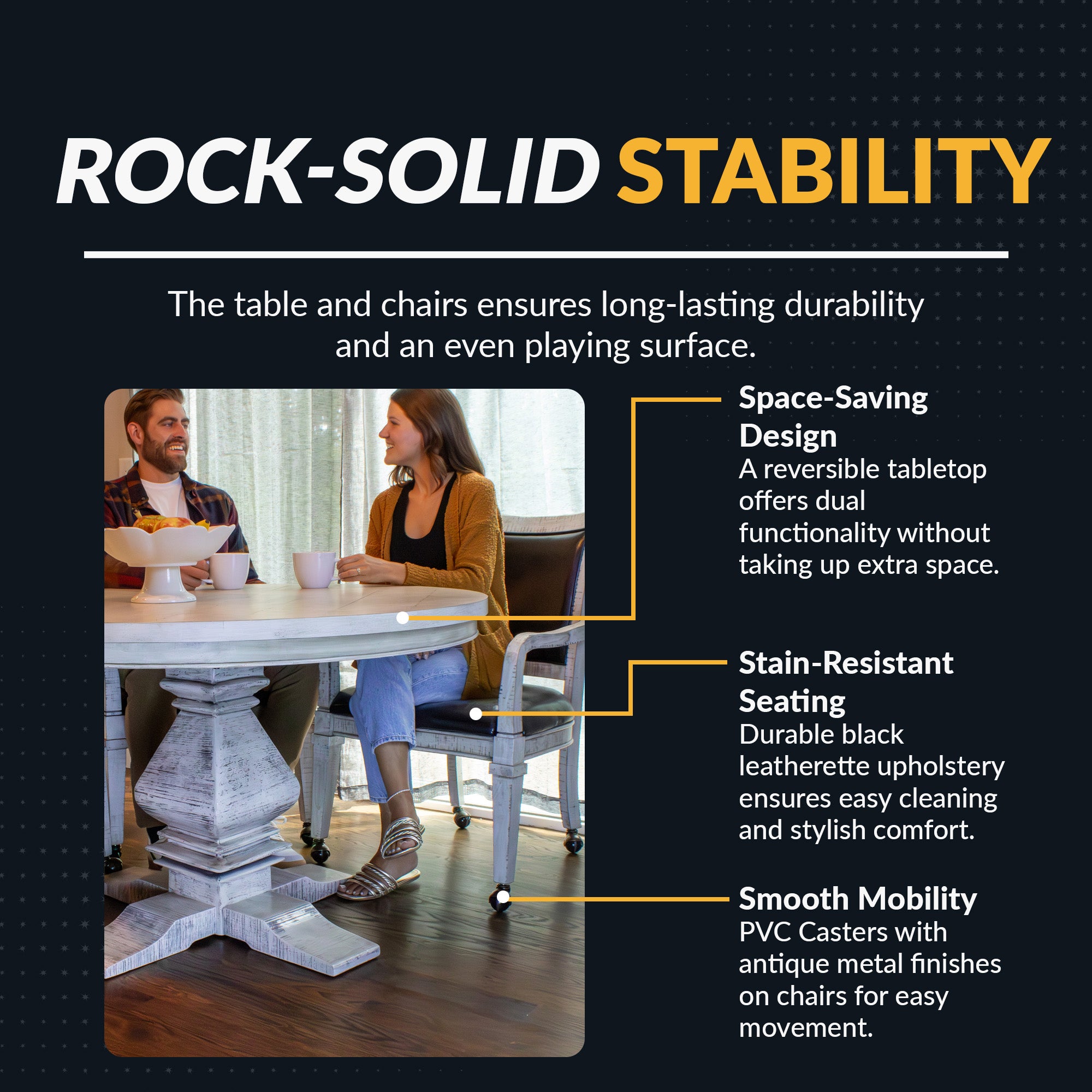 Montecito Dining and Poker Table Set - Driftwood - image 4