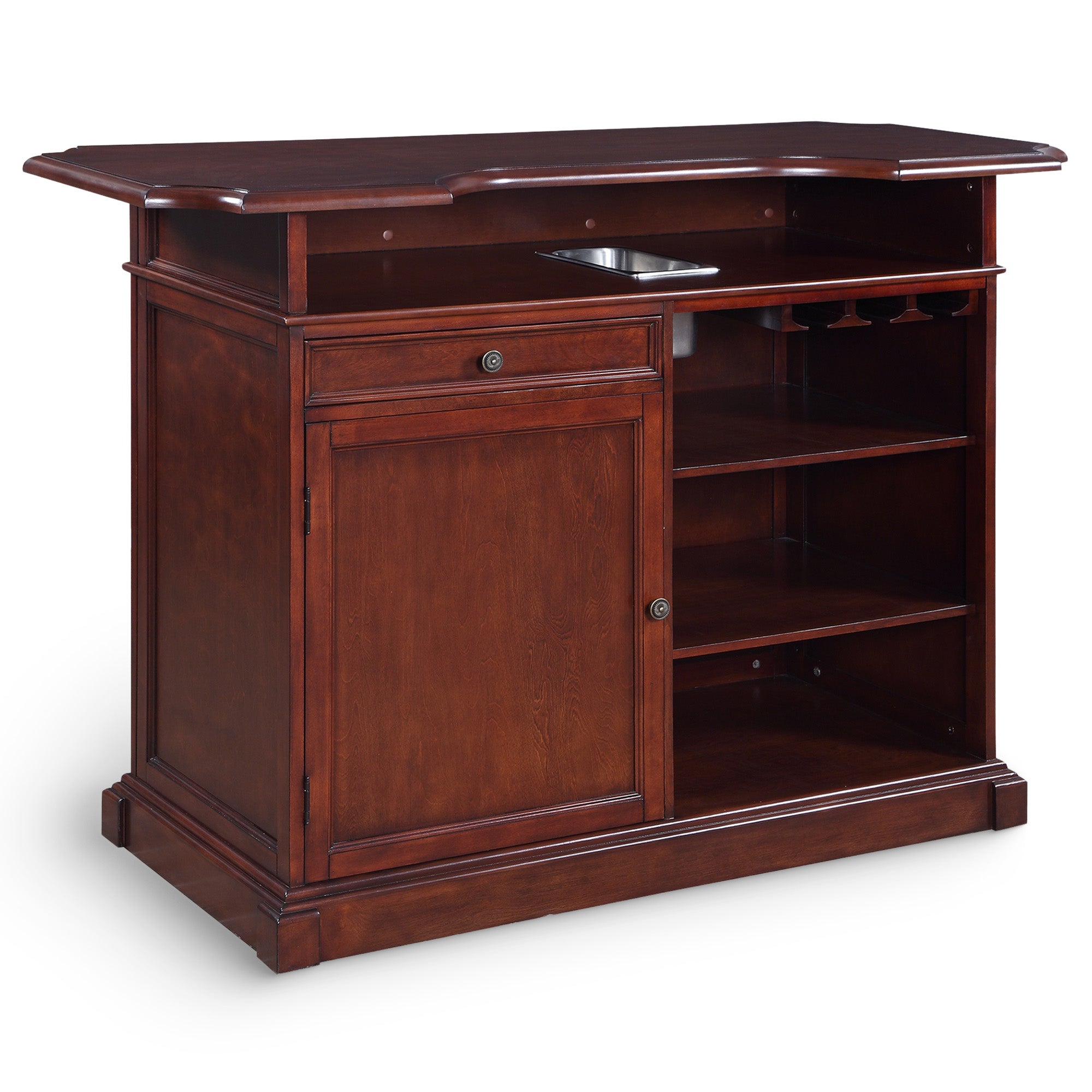 Ridgeline 60-in Hardwood Home Bar with Storage - Mahogany Finish - image 2